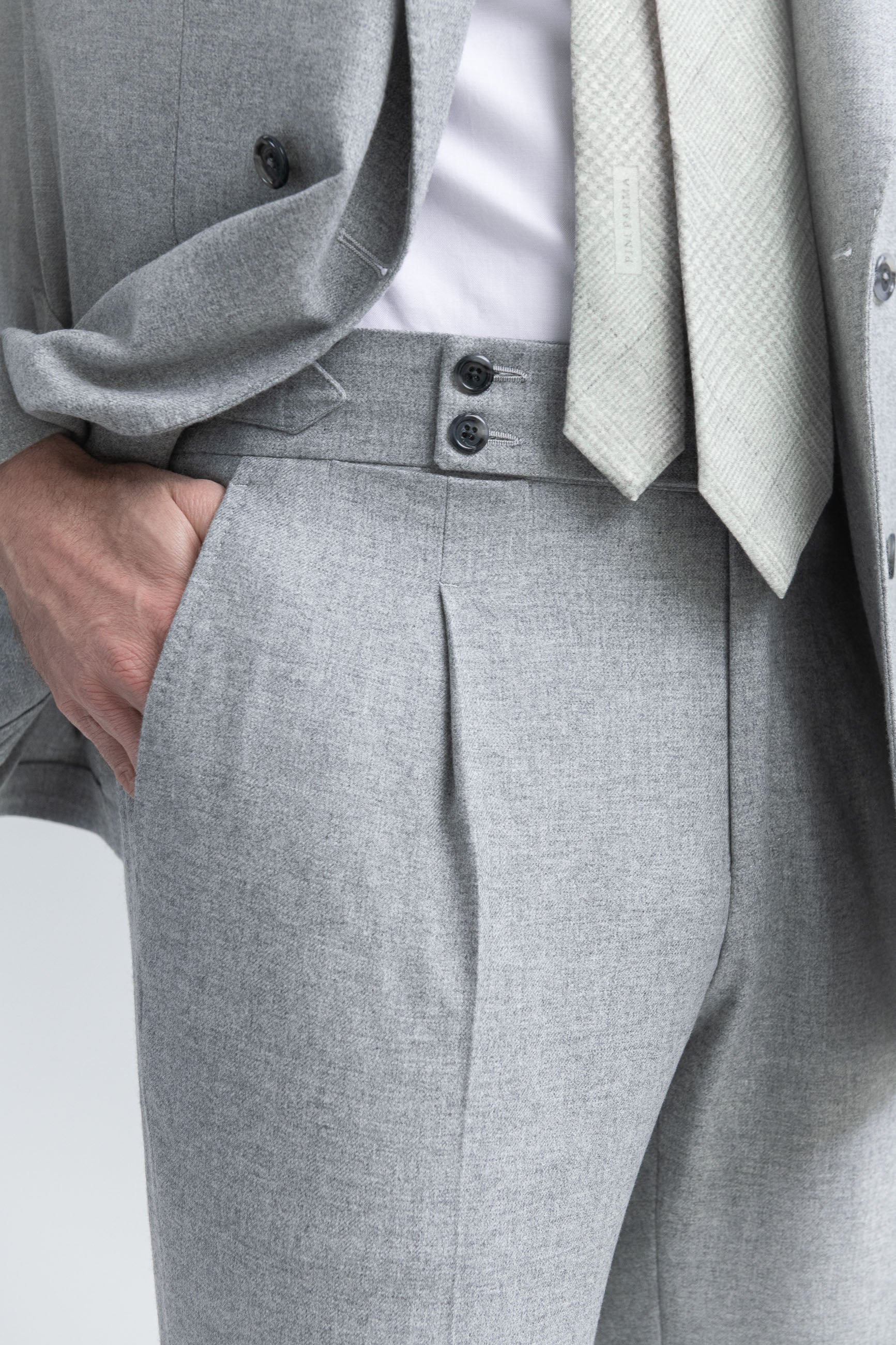 Grey wool and cashmere double breasted suit - Made in Italy - Image 2