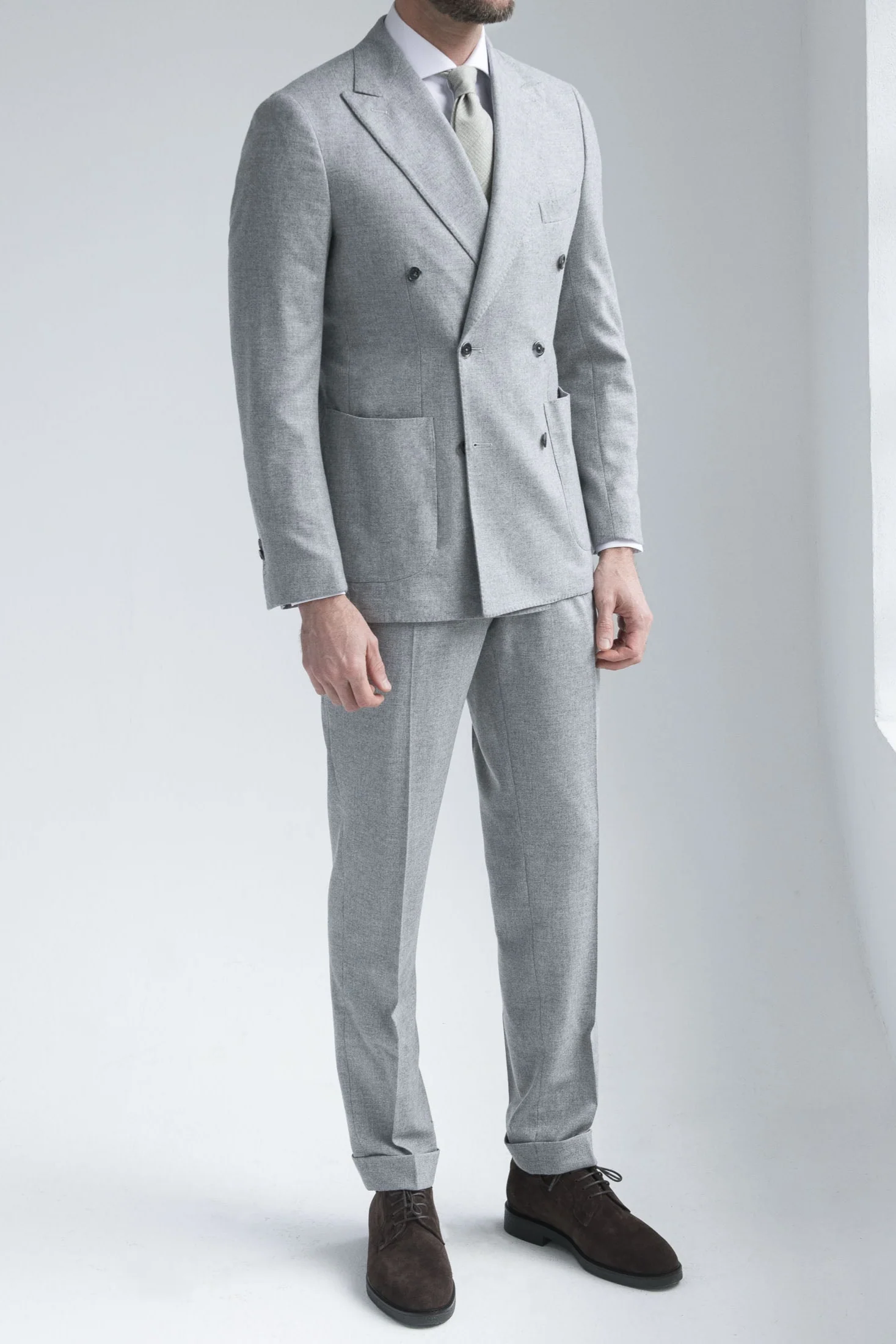 Grey wool and cashmere double breasted suit - Made in Italy - Image 4