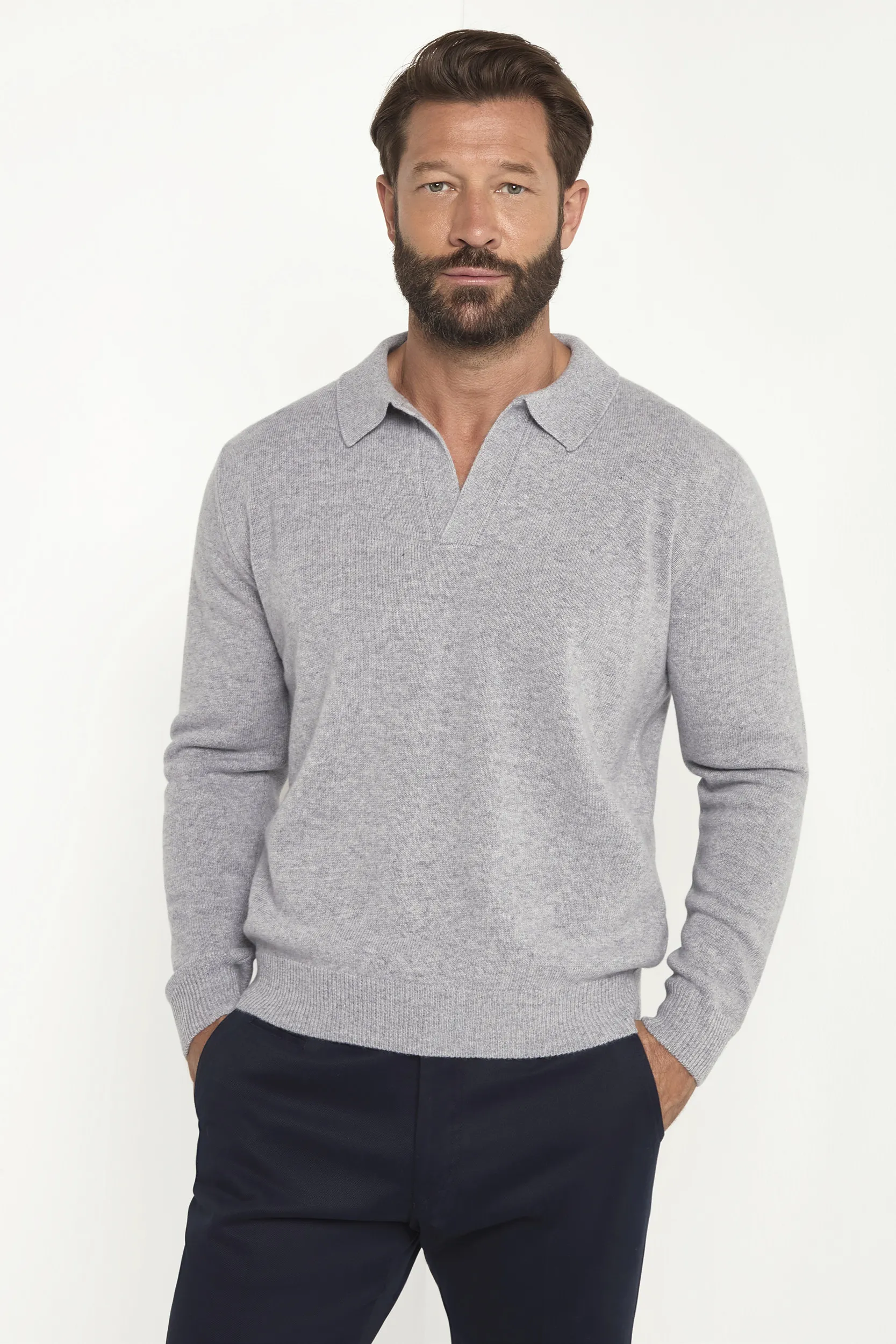 Grey wool polo - Made in Italy