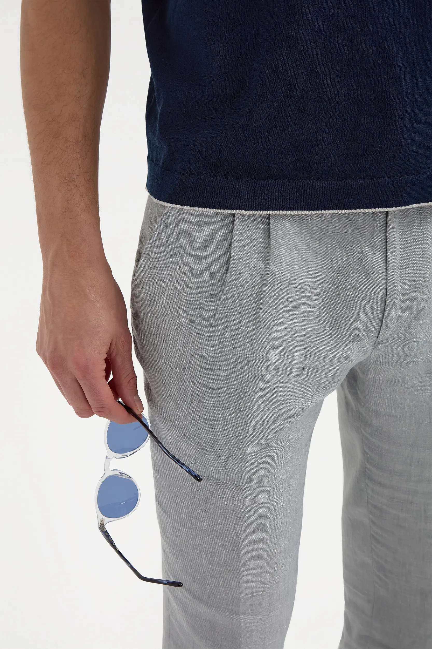 Blue knitted t-shirt - Made in Italy - Image 3
