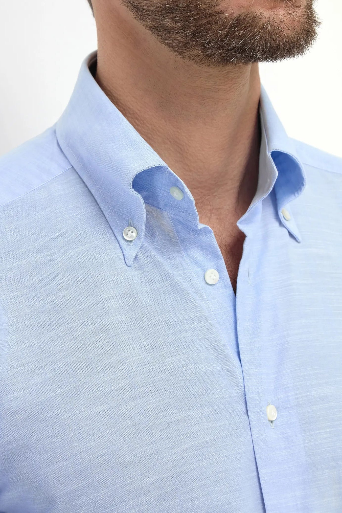 Light blue bamboo button-down shirt "Sartoriale collection" - Made In Italy - Image 4