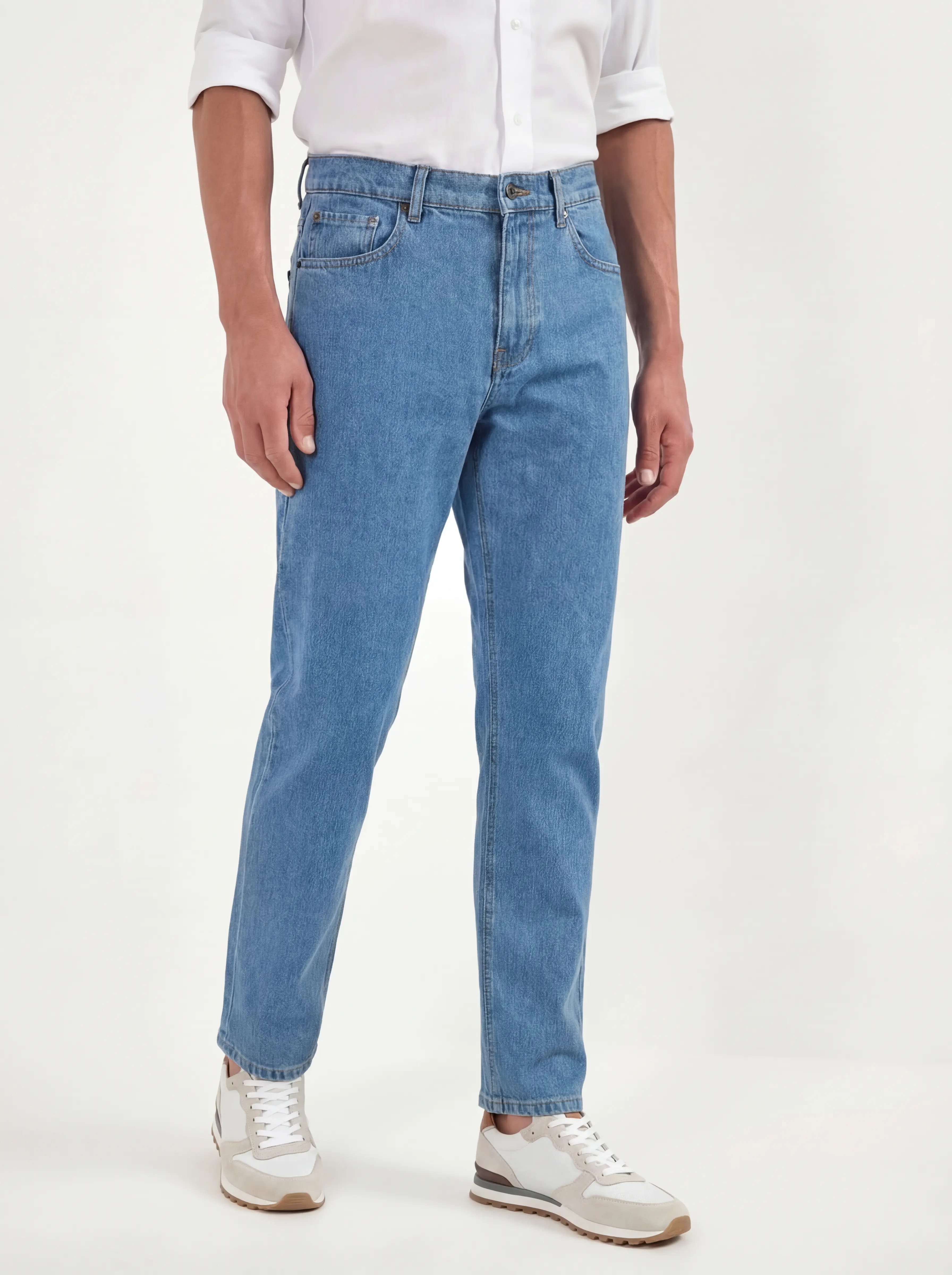 Light blue straight jeans - Candiani cotton - Made in Italy