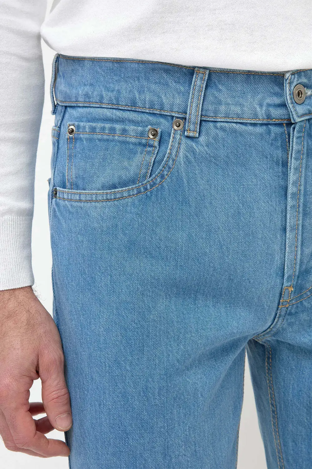 Light blue straight jeans - Candiani cotton - Made in Italy - Image 2