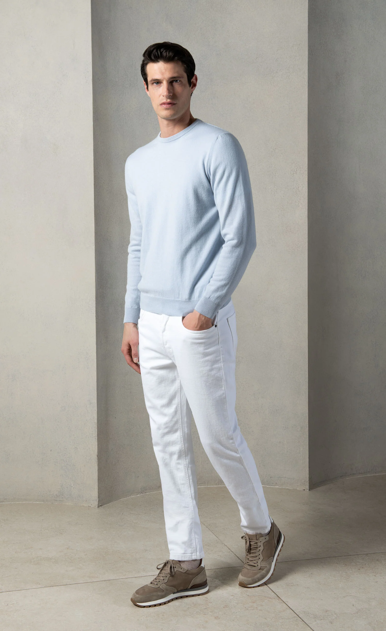 Light blue cashmere round neck – Made in italy - Image 4