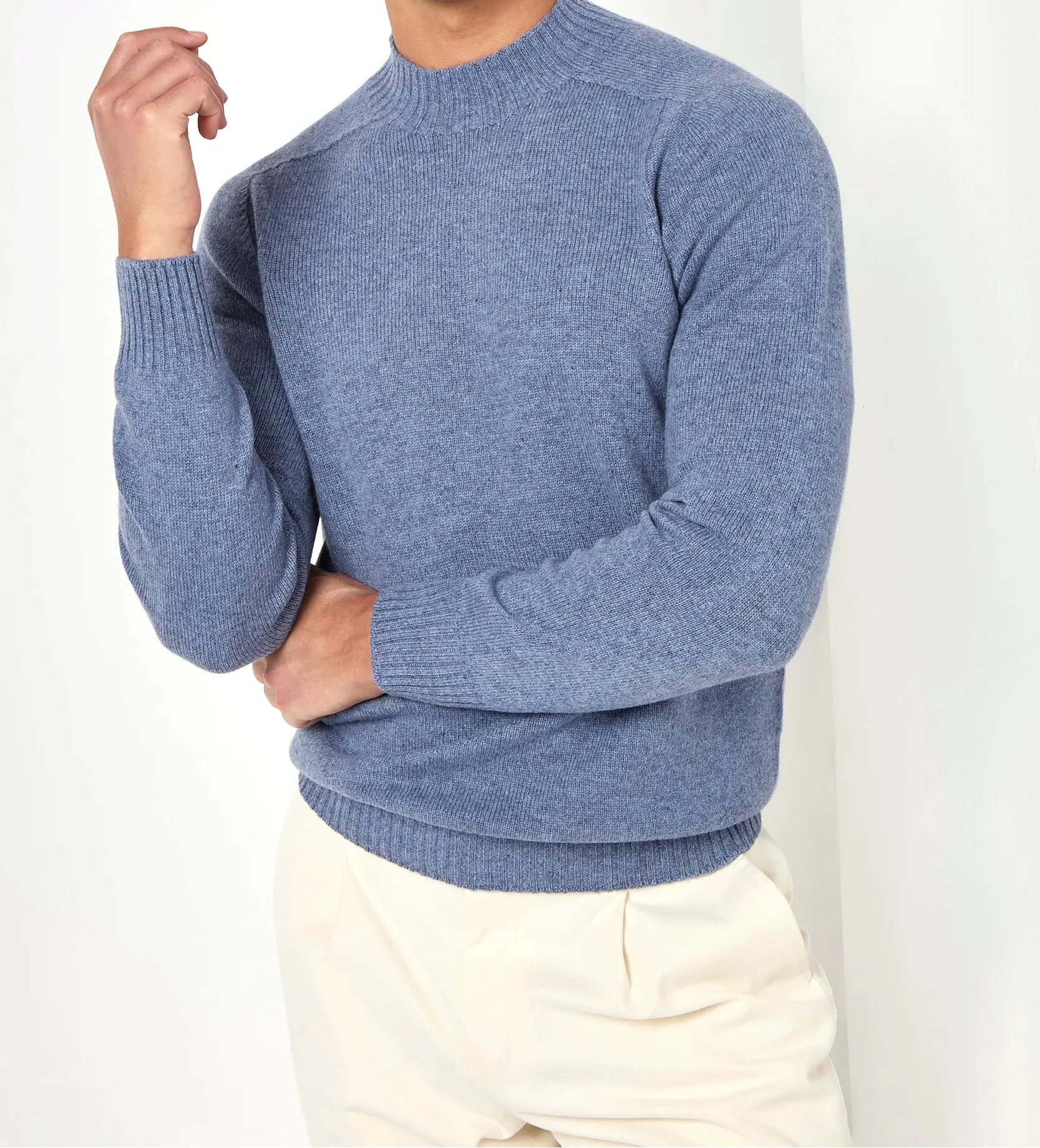 Light blue mock neck - Made in Italy