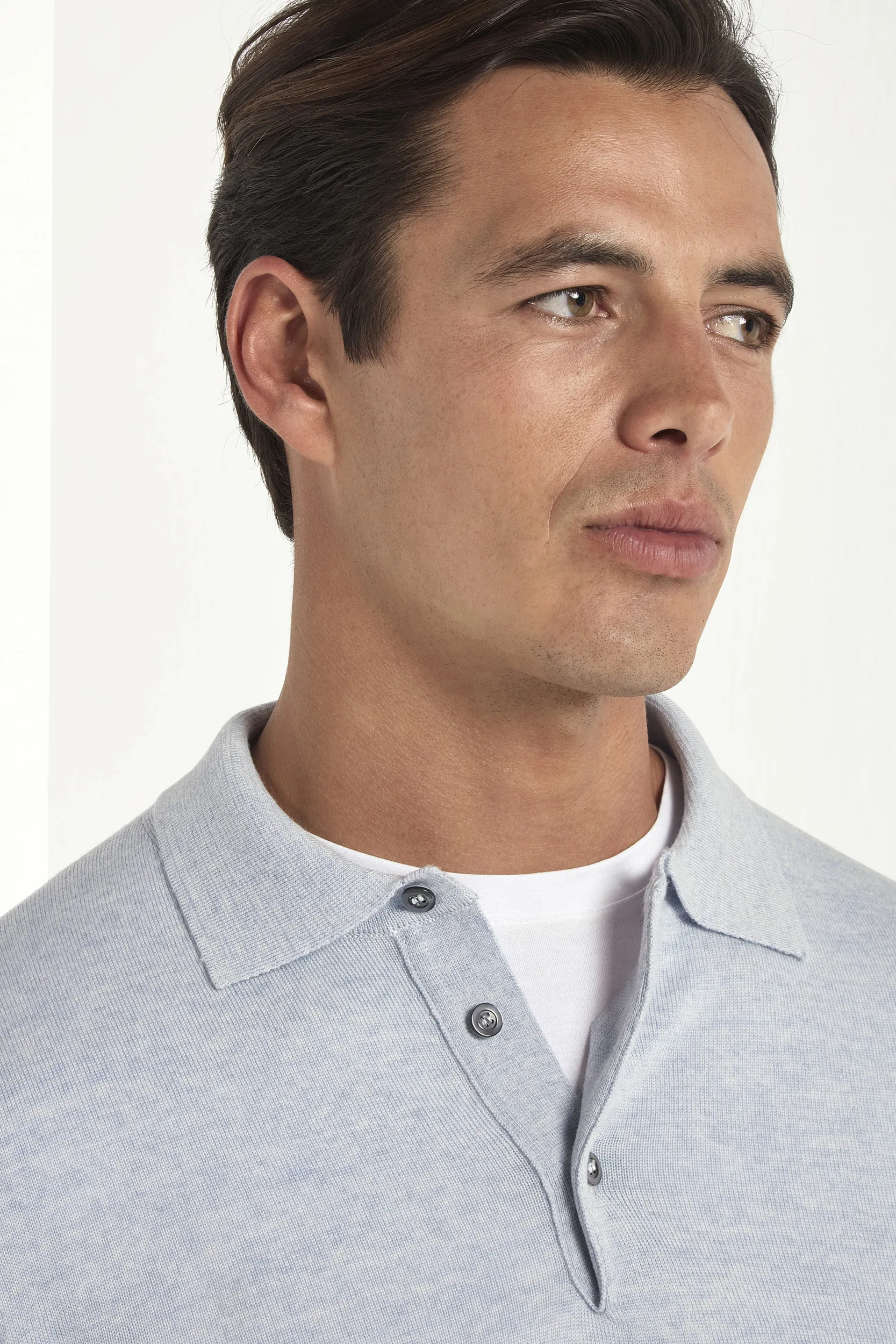 Light blue merino polo - Made in Italy - Image 3