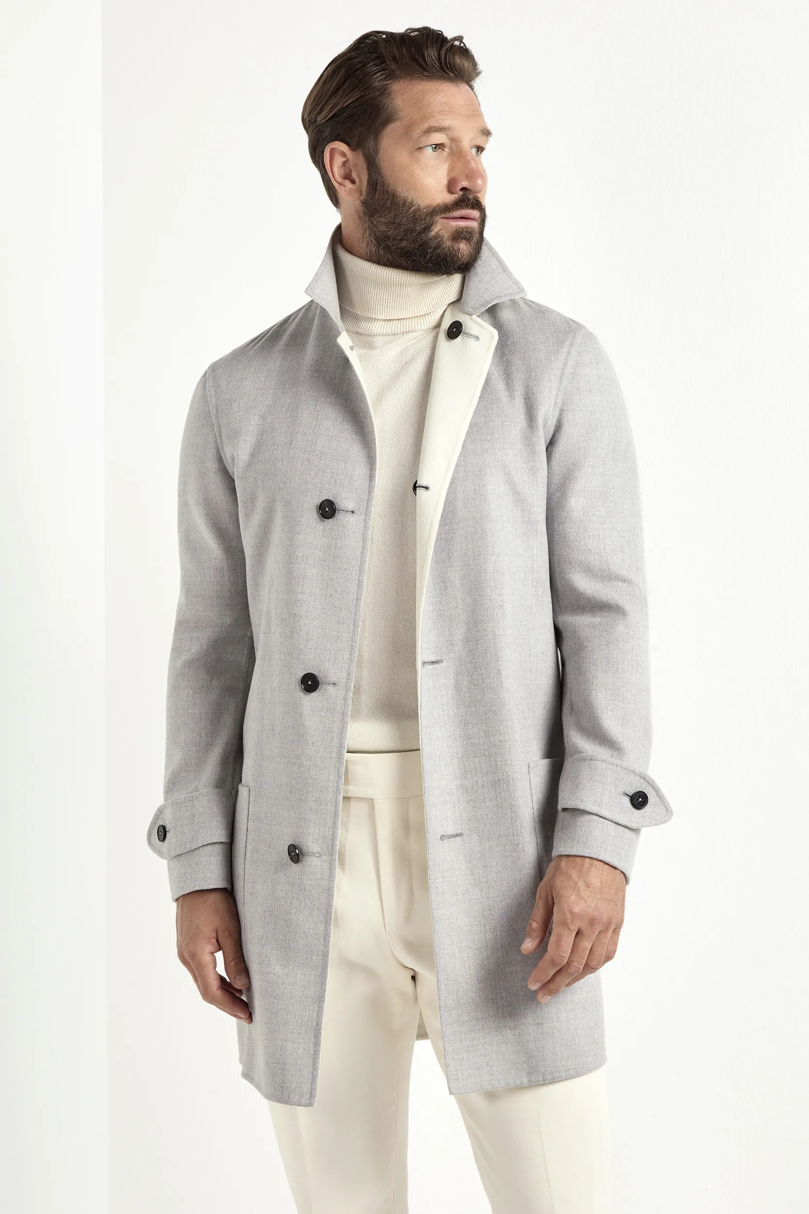 Light grey and white reversible coat - Made in Italy