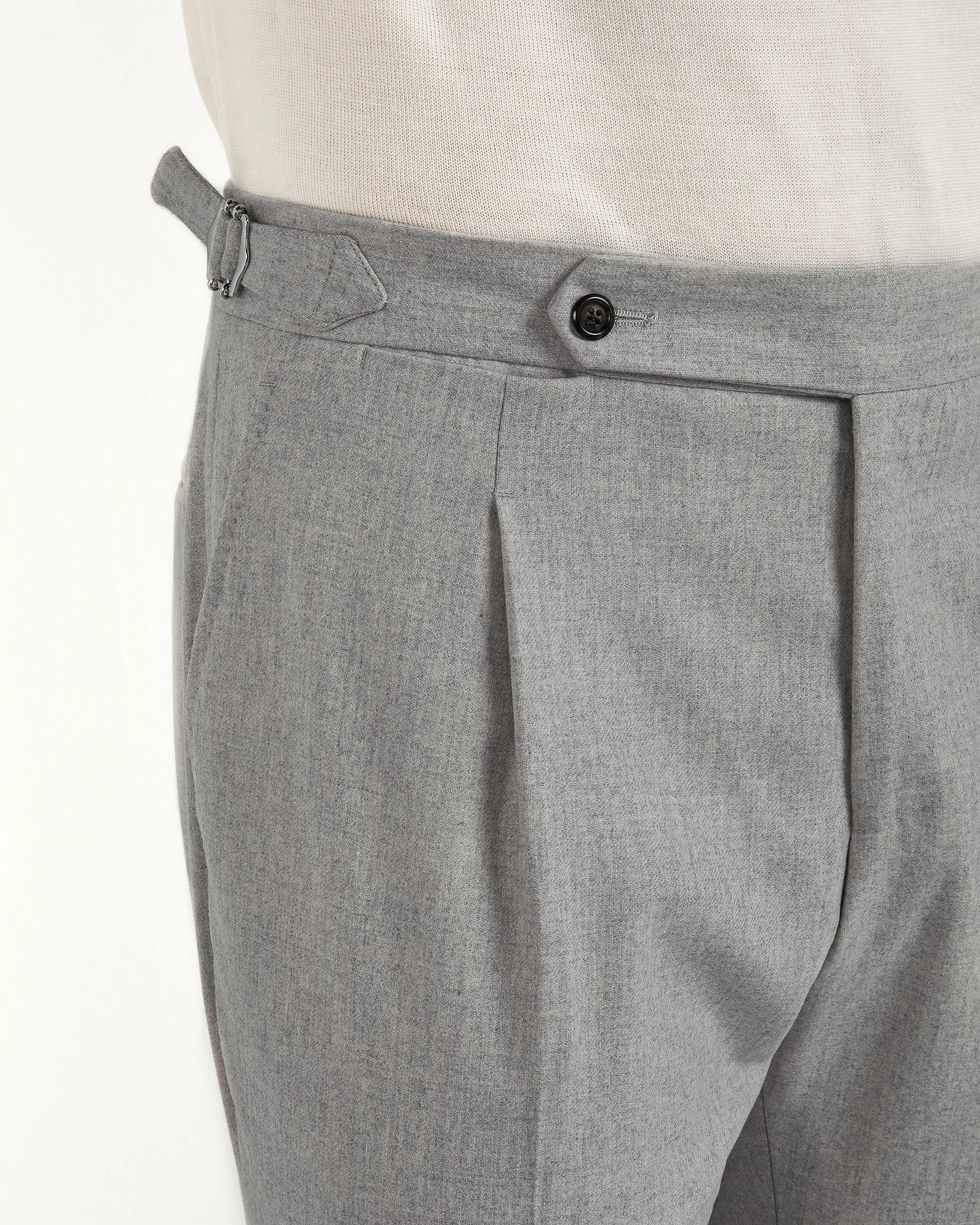 Light grey flannel Roma trousers - Made in Italy - Image 3