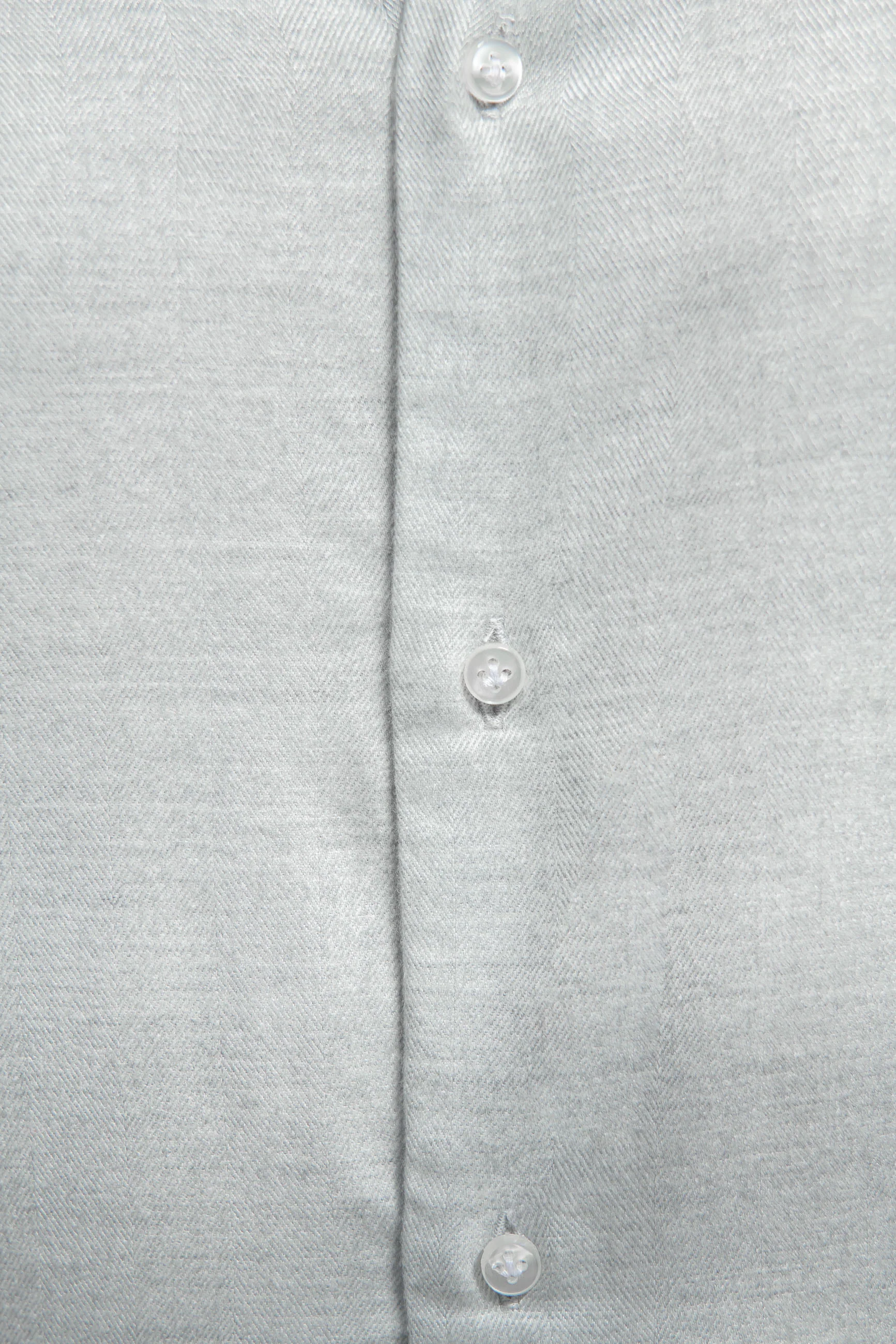 Light grey herringbone cotton and Tencel™ shirt - Made In Italy - Image 5