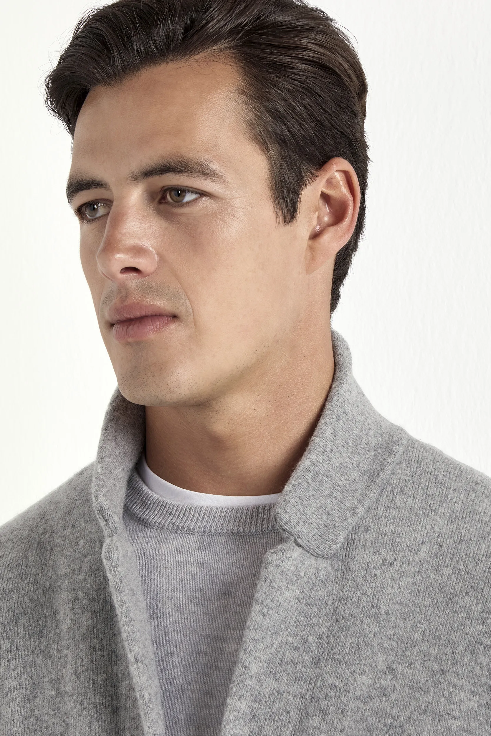 Grey knitted jacket – wool and cashmere – Made in Italy - Image 3