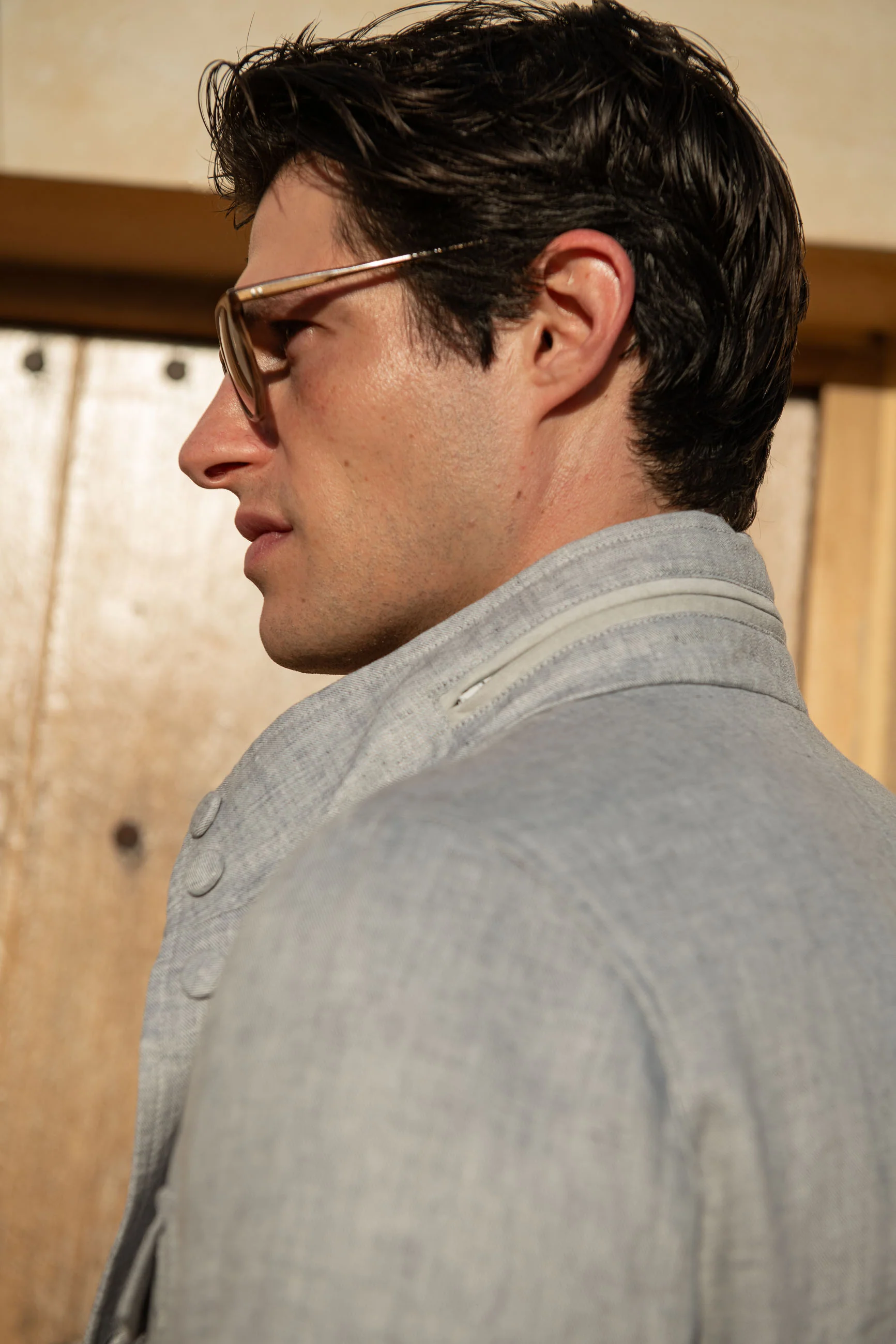 Chalk grey linen field jacket – Made in Italy - Image 5