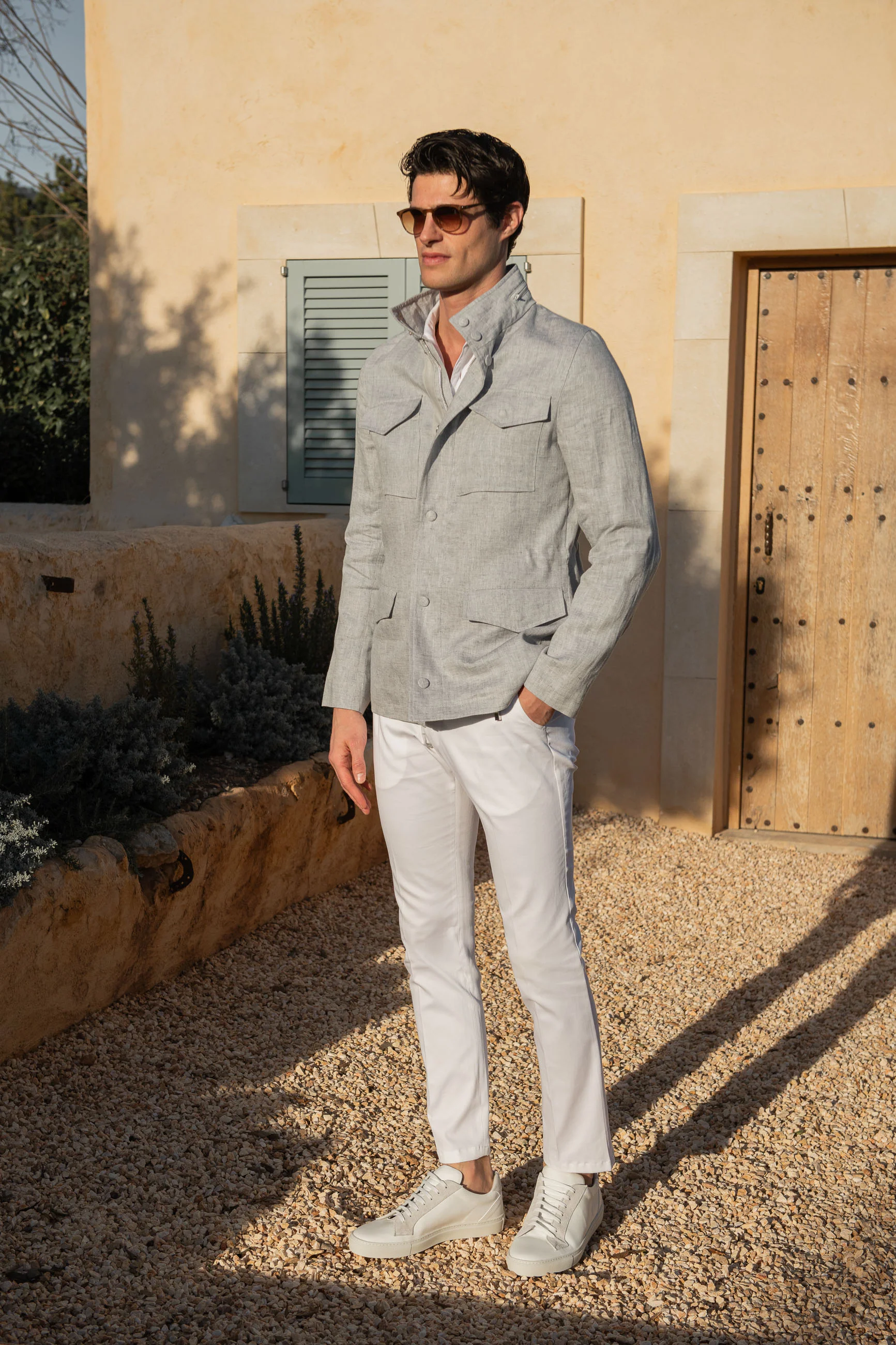Chalk grey linen field jacket – Made in Italy - Image 6