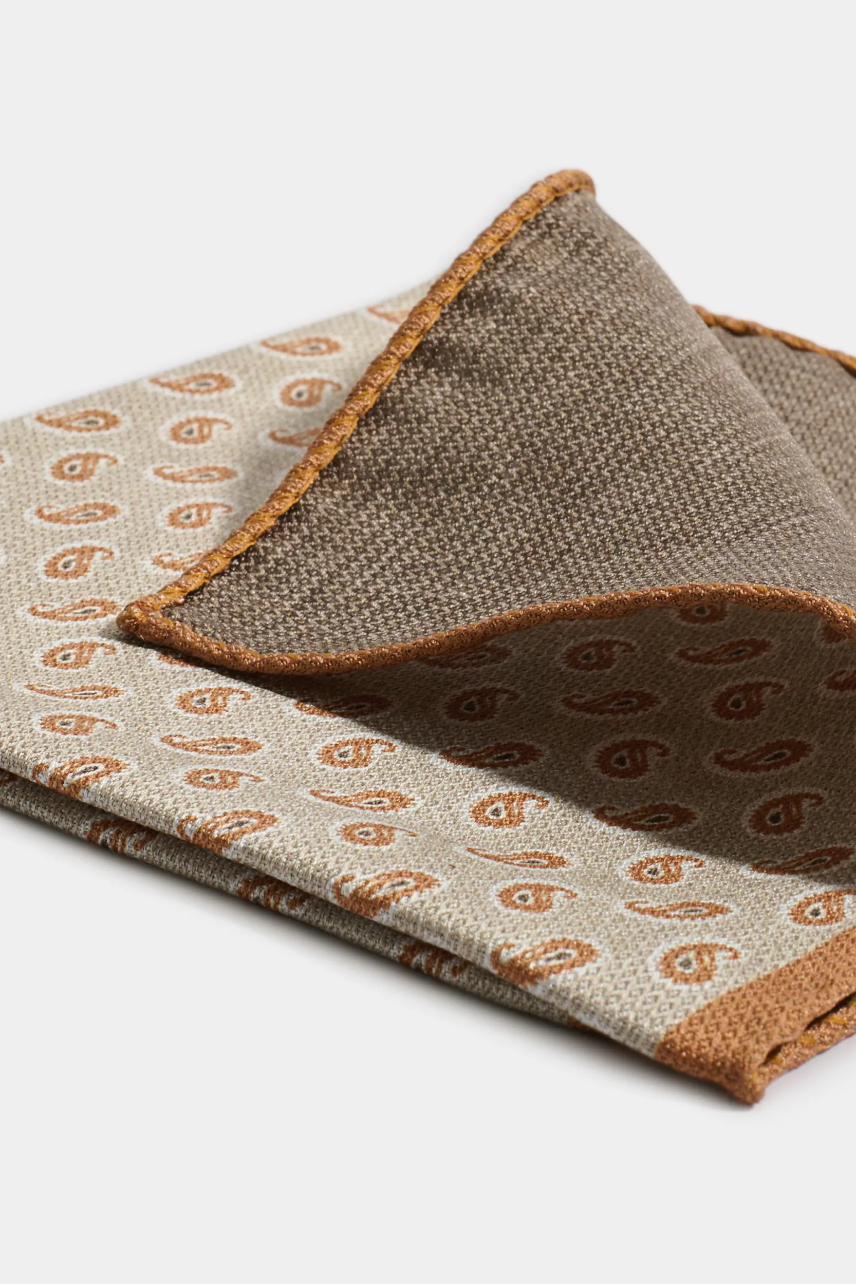 Sand paisley pocket square - Made in Italy - Image 2