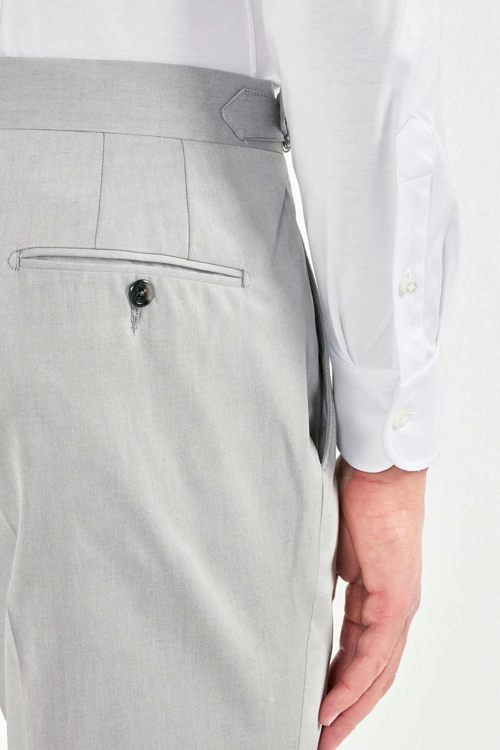 Light grey wool and cotton Roma trousers - Made in Italy - Image 3