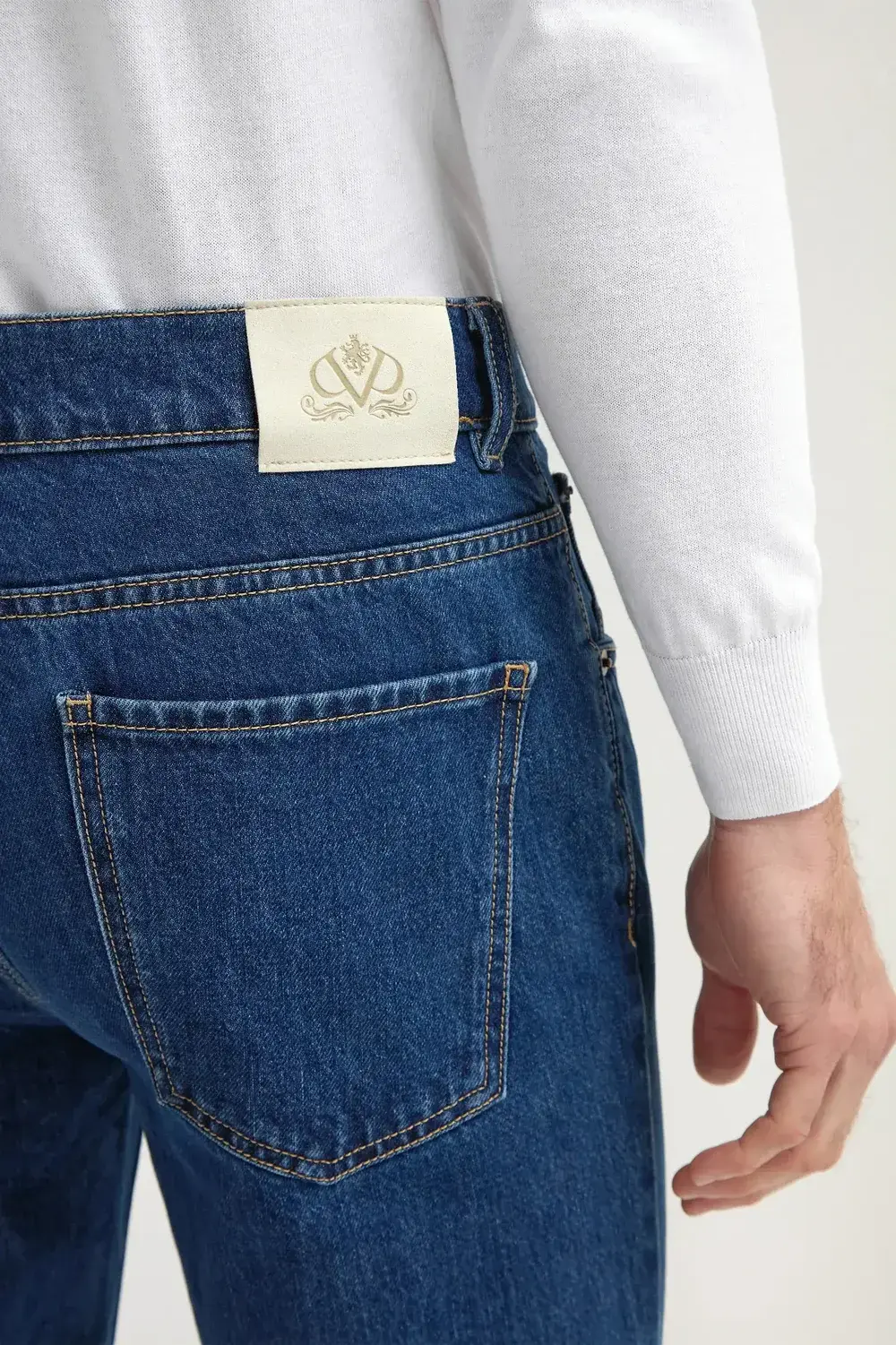 Mid-blue straight jeans - Candiani cotton - Made in Italy - Image 2