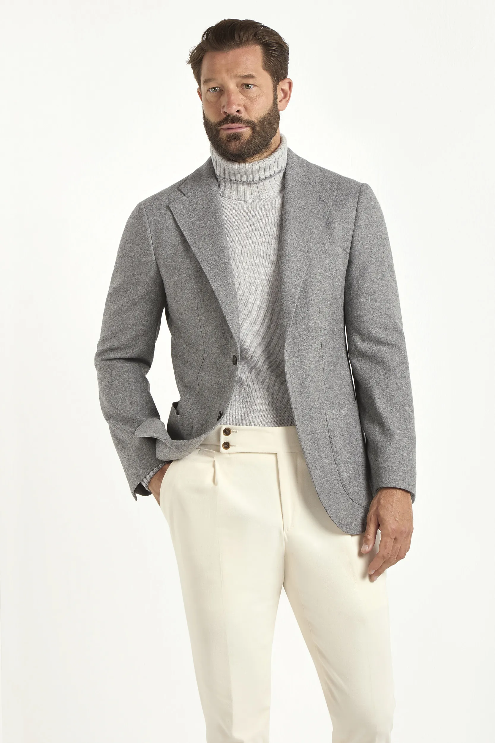 Mid grey flannel jacket - Made in Italy
