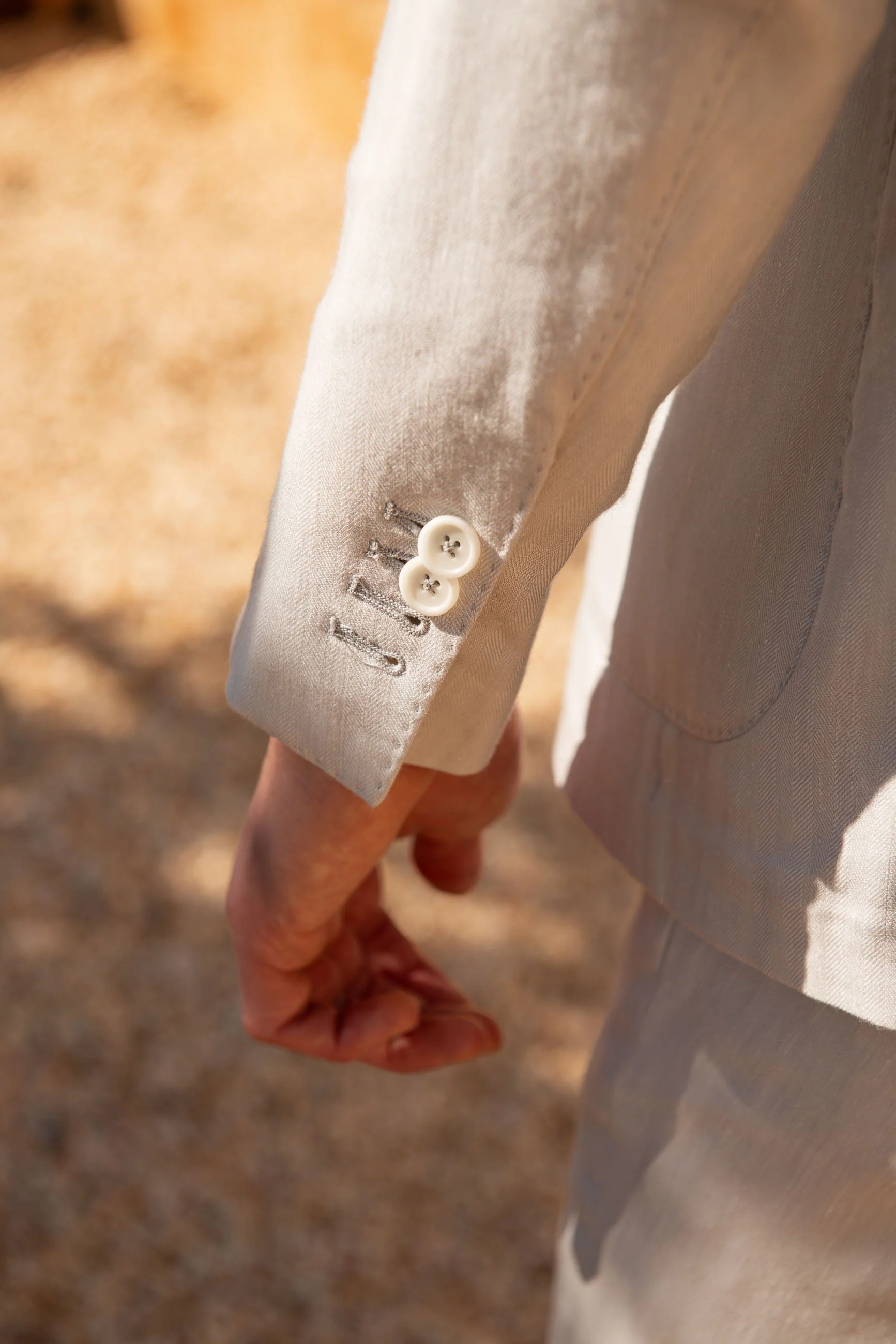 Natural herringbone double breasted suit - Made in Italy - Image 5