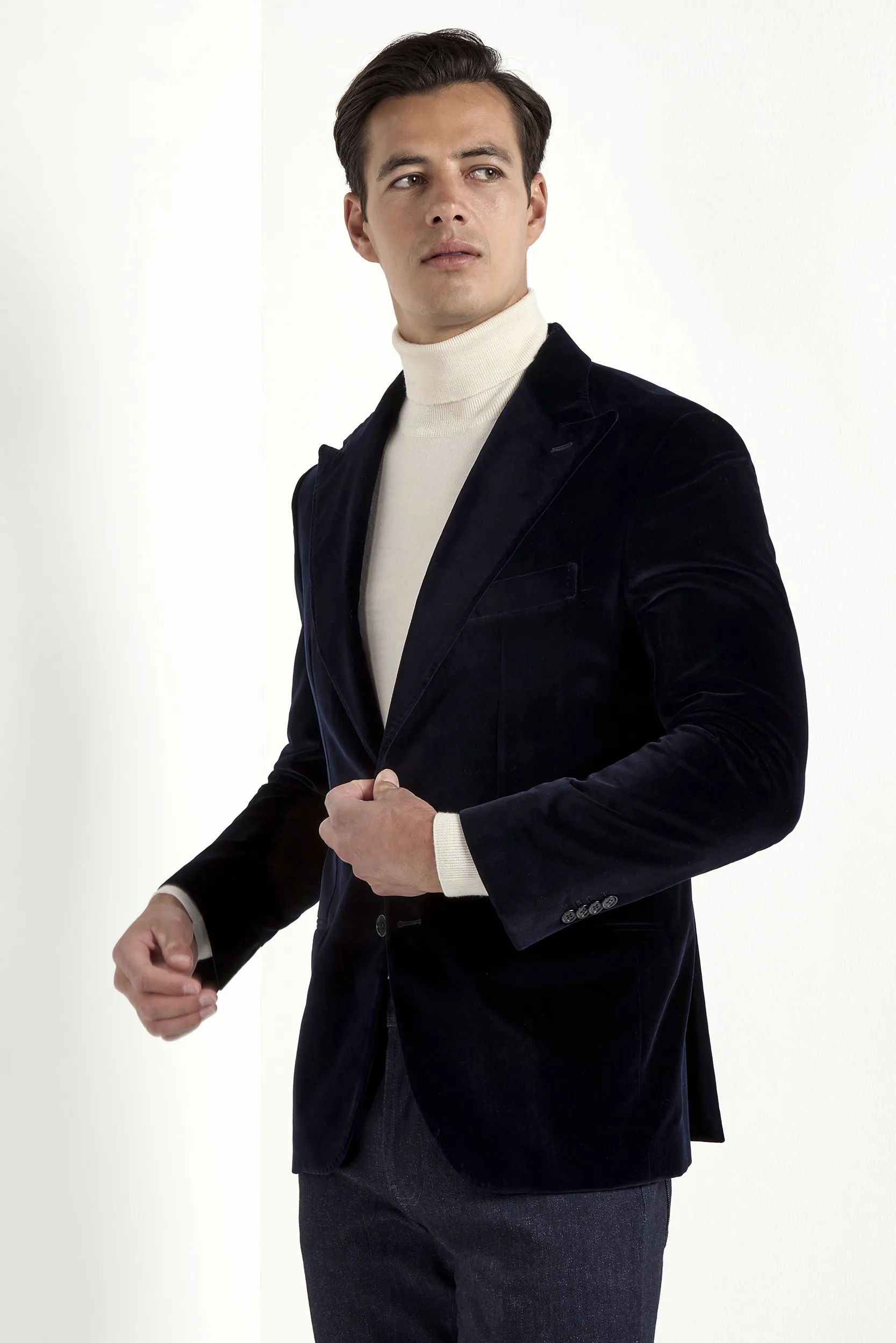 Navy blue velvet jacket - Made in Italy - Image 4
