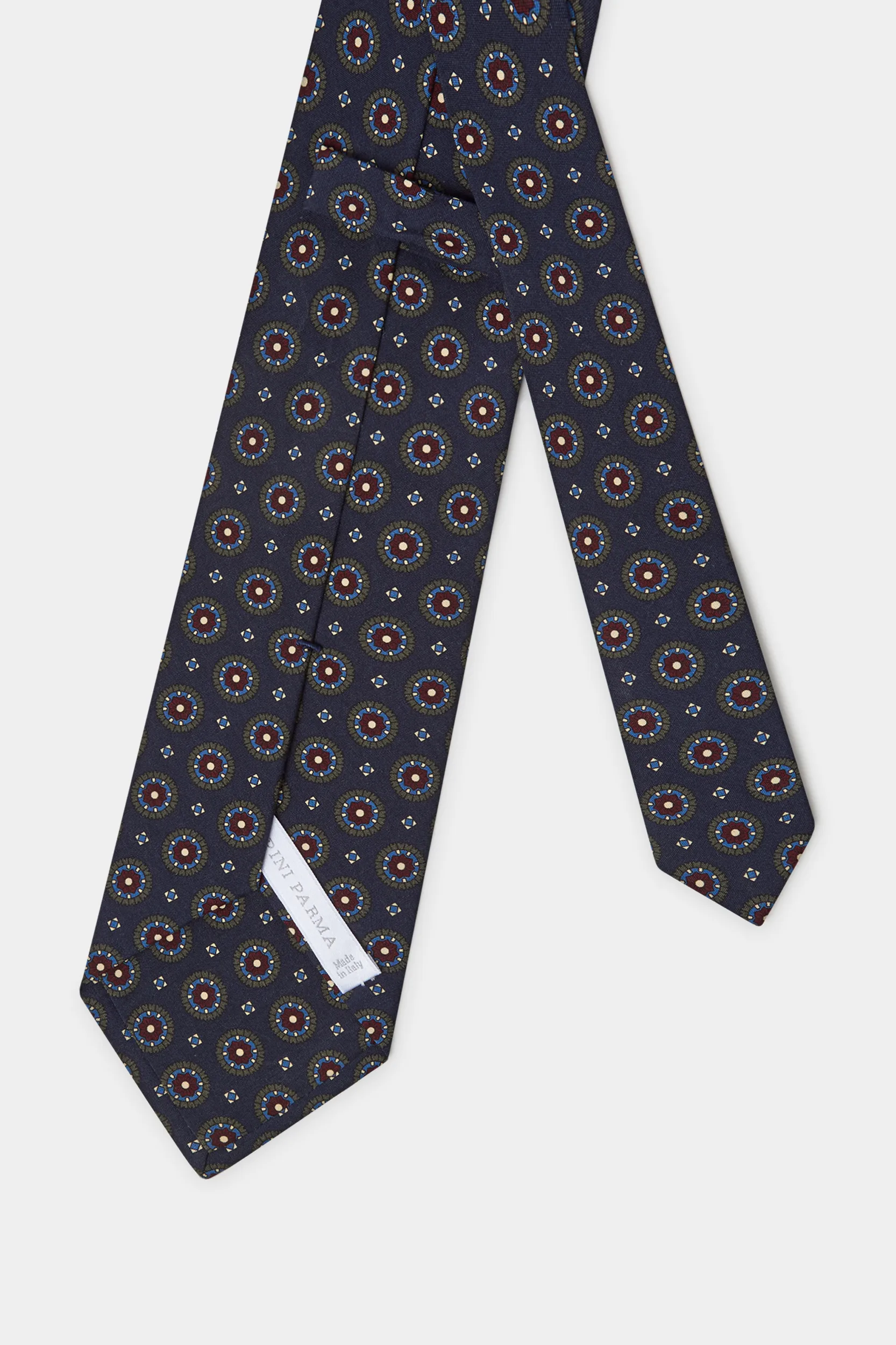 Navy fancy silk tie - Made In Italy - Image 3
