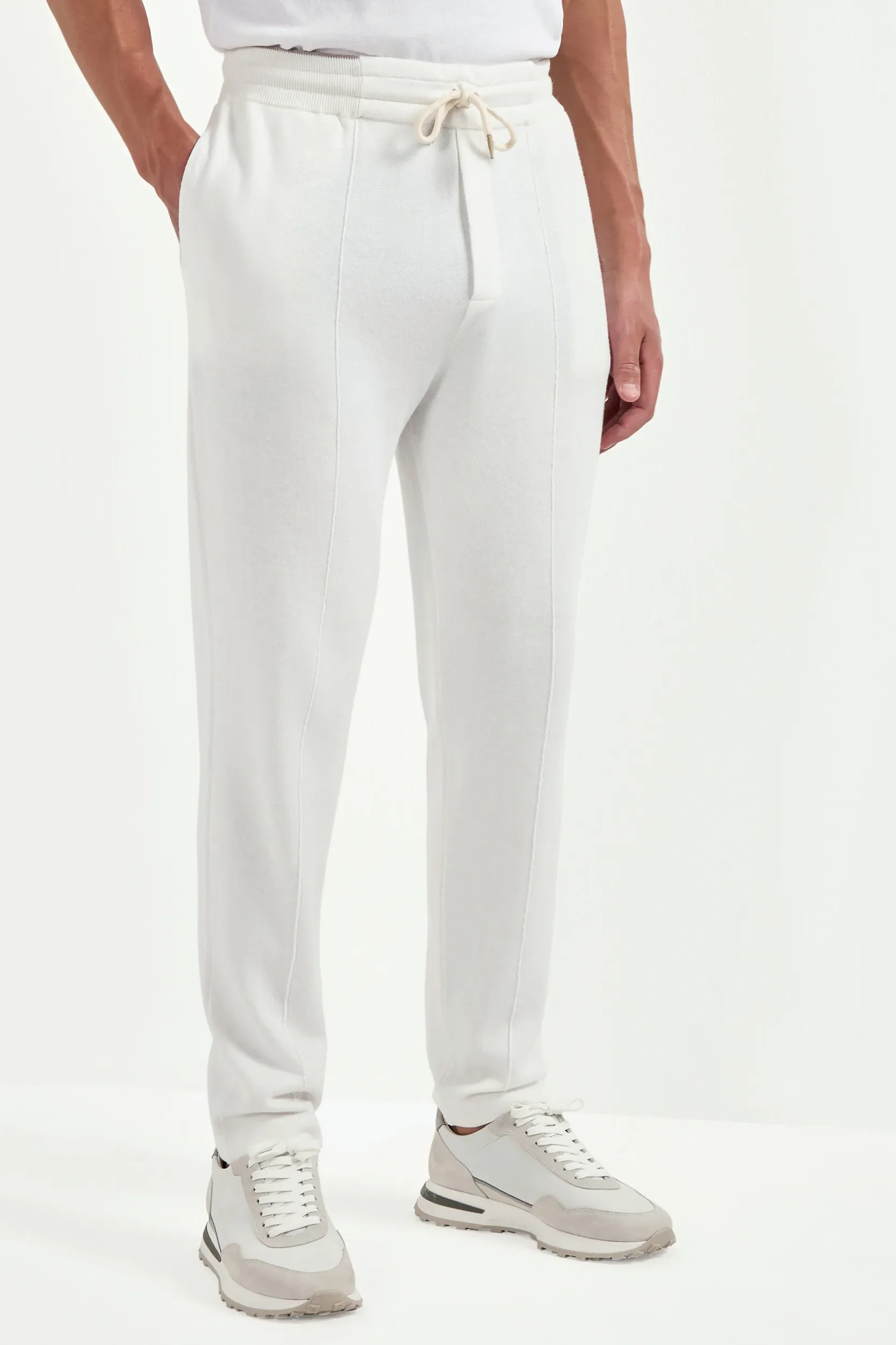 Off-white cashmere blend jogger pants - Made in Italy