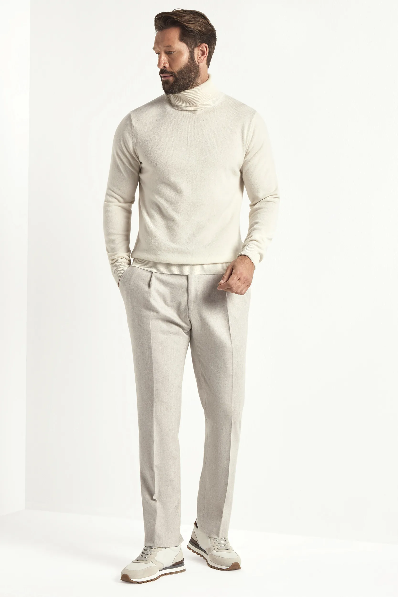 Off-white cashmere turtleneck – Made in italy - Image 3