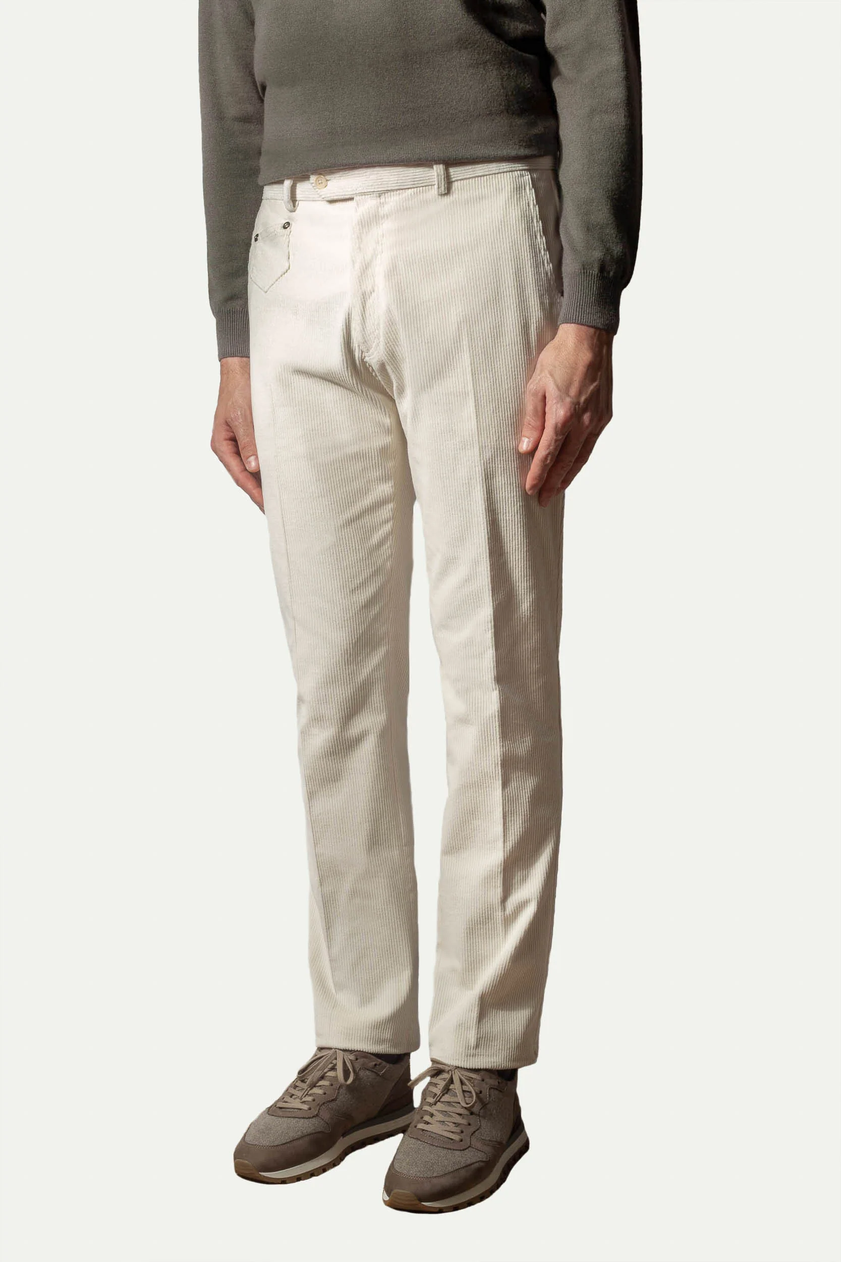 Off-white corduroy Sirmione trousers - Made in Italy - Image 4