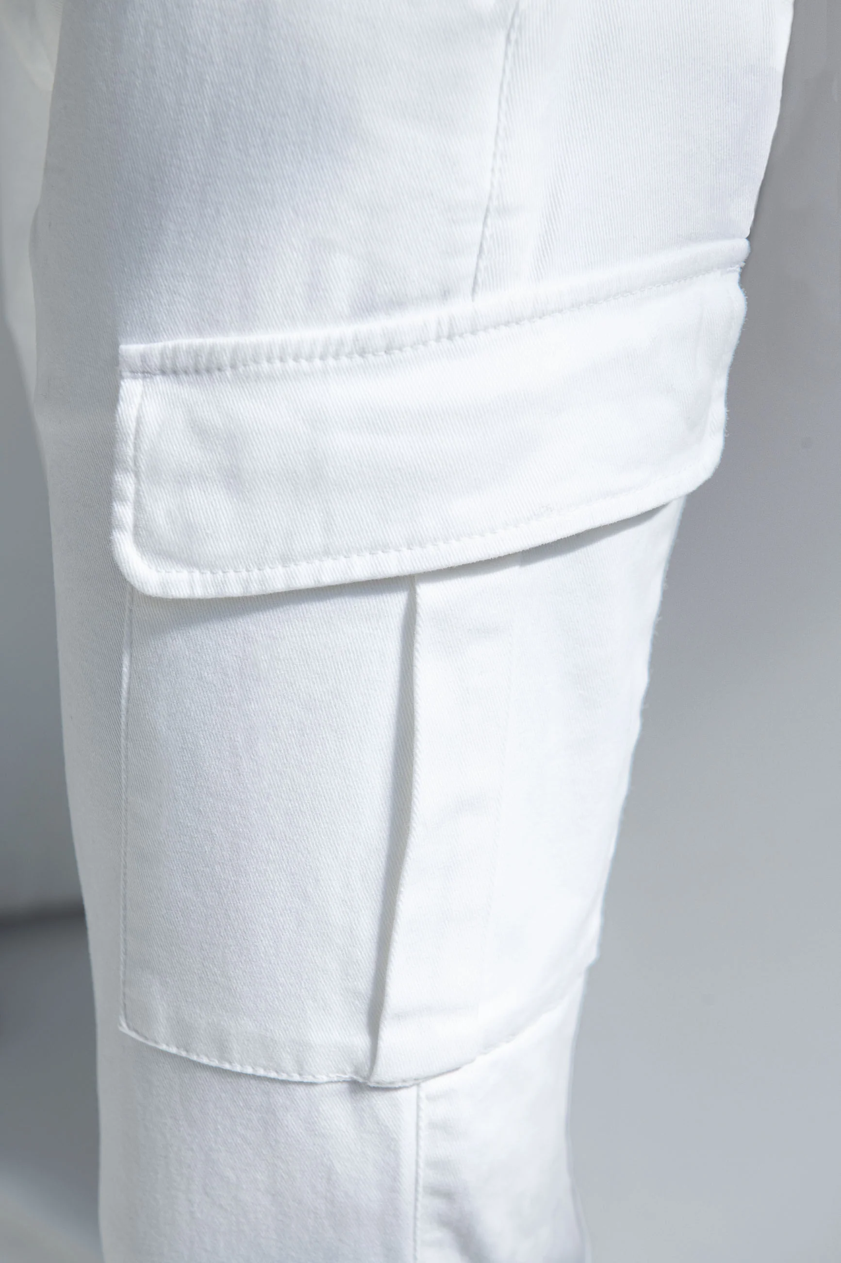 Off-white stretch canvas cargo - Made in Italy - Image 3