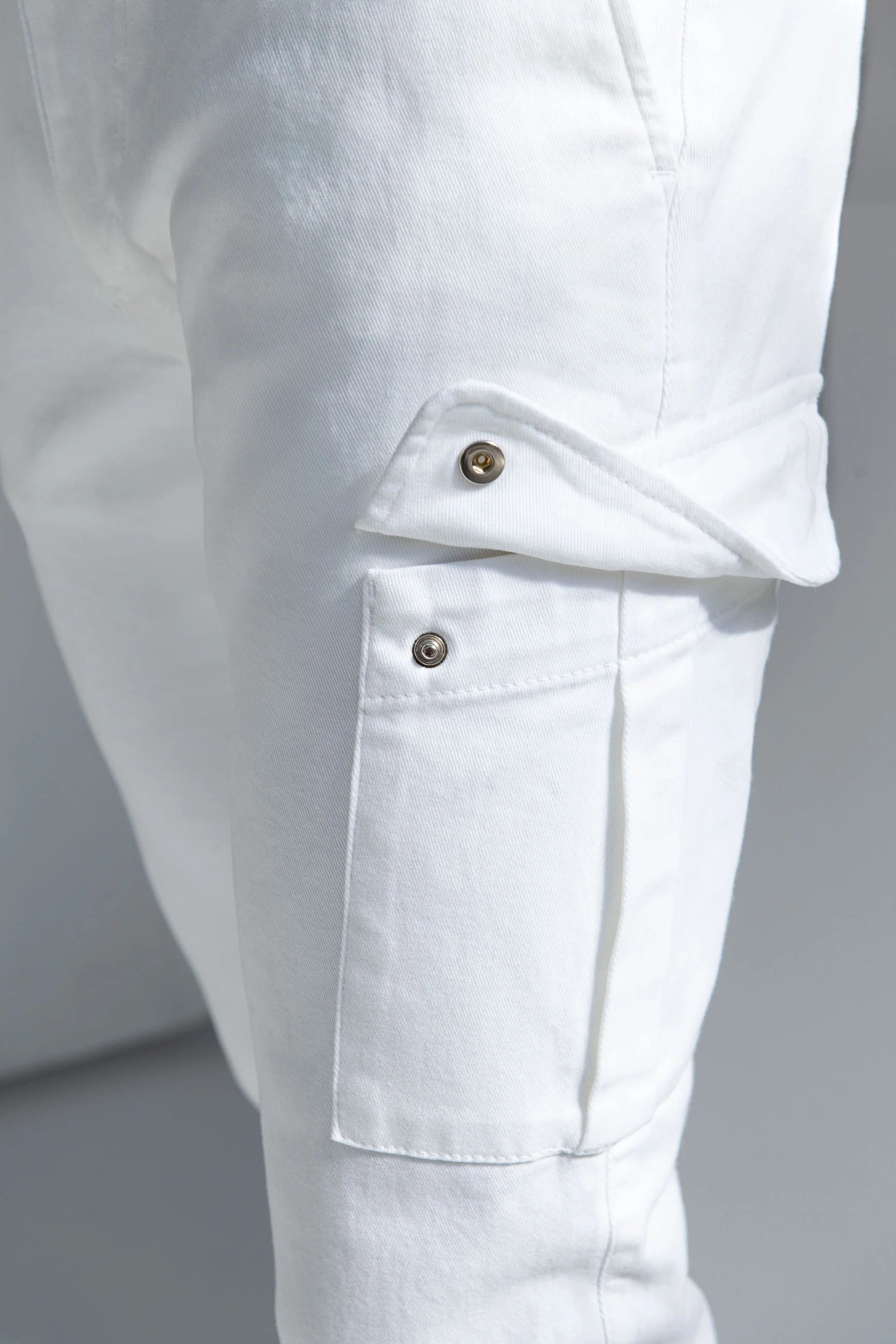 Off-white stretch canvas cargo - Made in Italy - Image 5