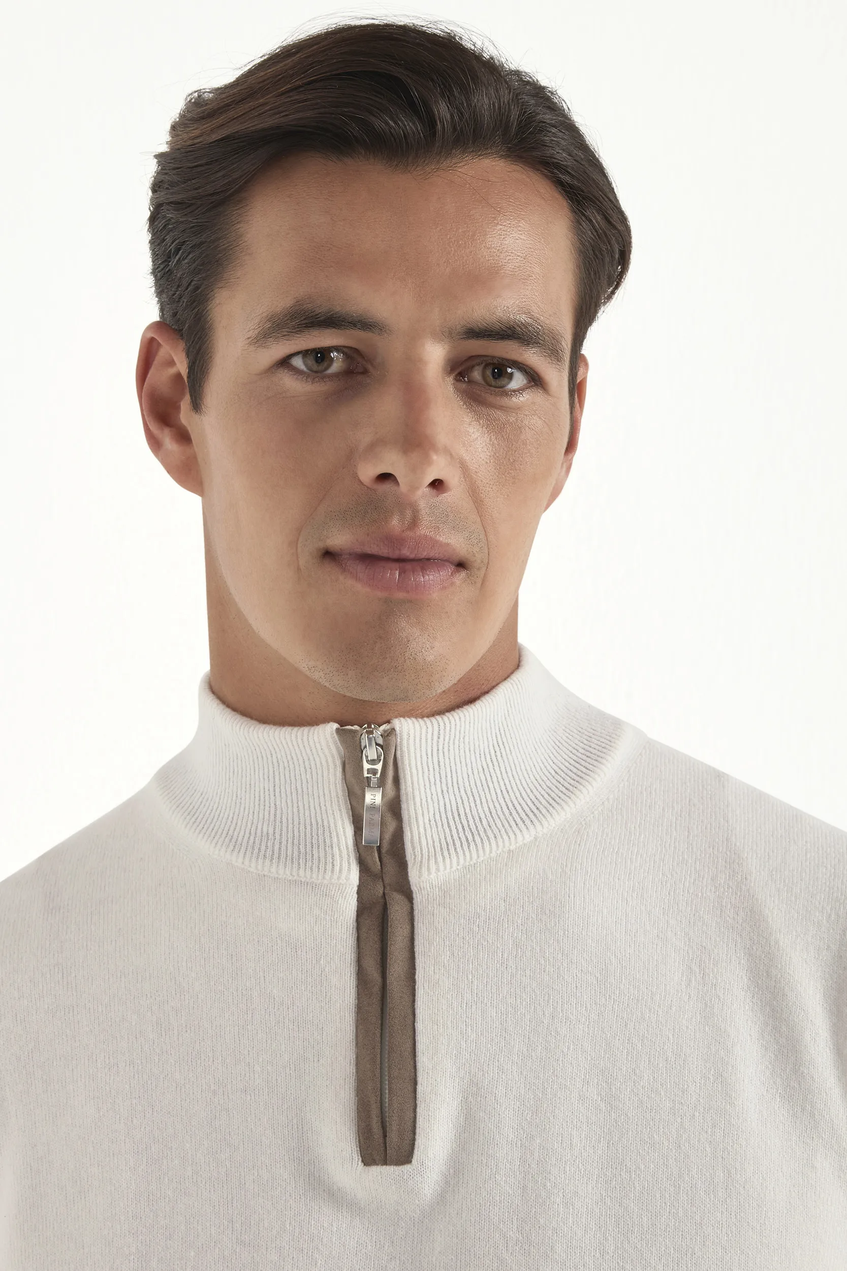 Off-white wool and cashmere half zip - Made in Italy - Image 3