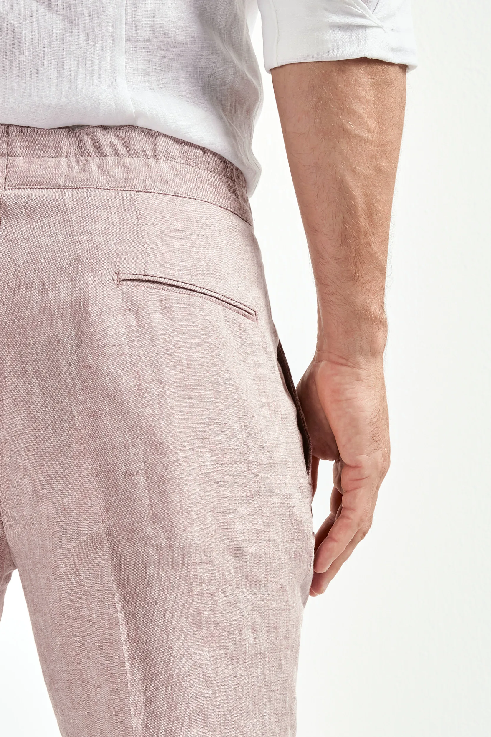 Old rose linen relaxed shorts - Made in  Italy - Image 4