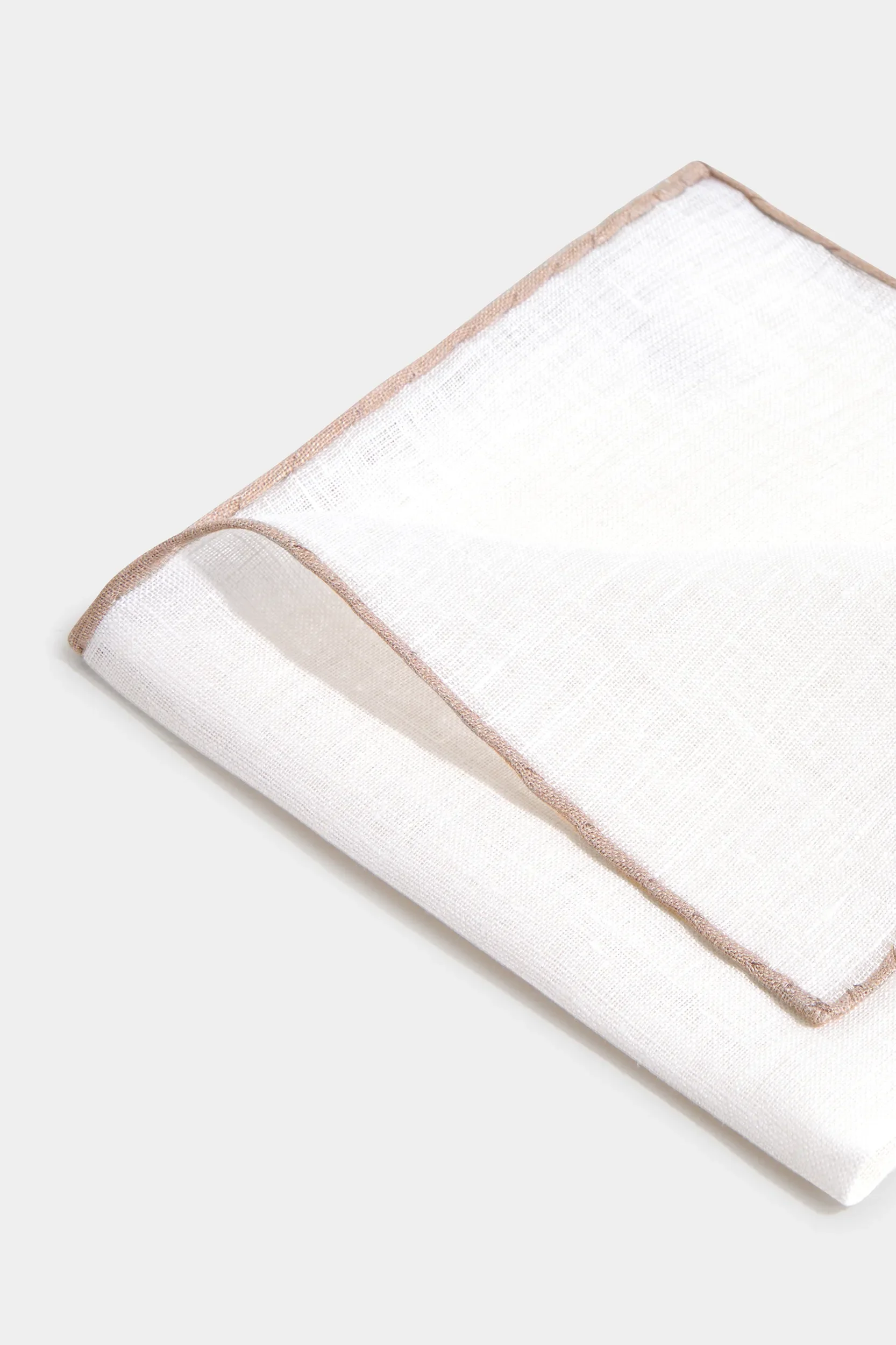 White/Beige linen pocket square - Made in Italy - Image 3