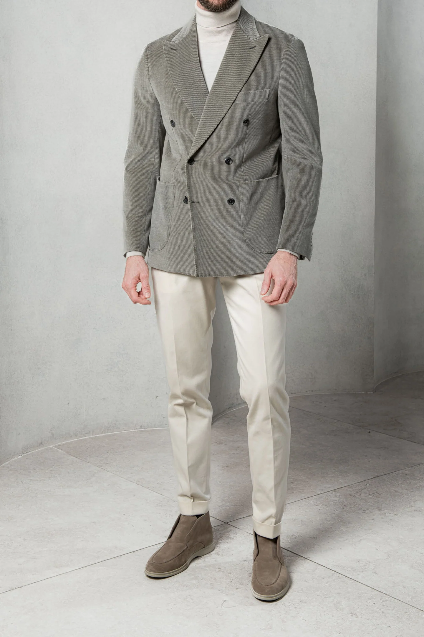 Sage corduroy double breasted jacket - Made in Italy - Image 3