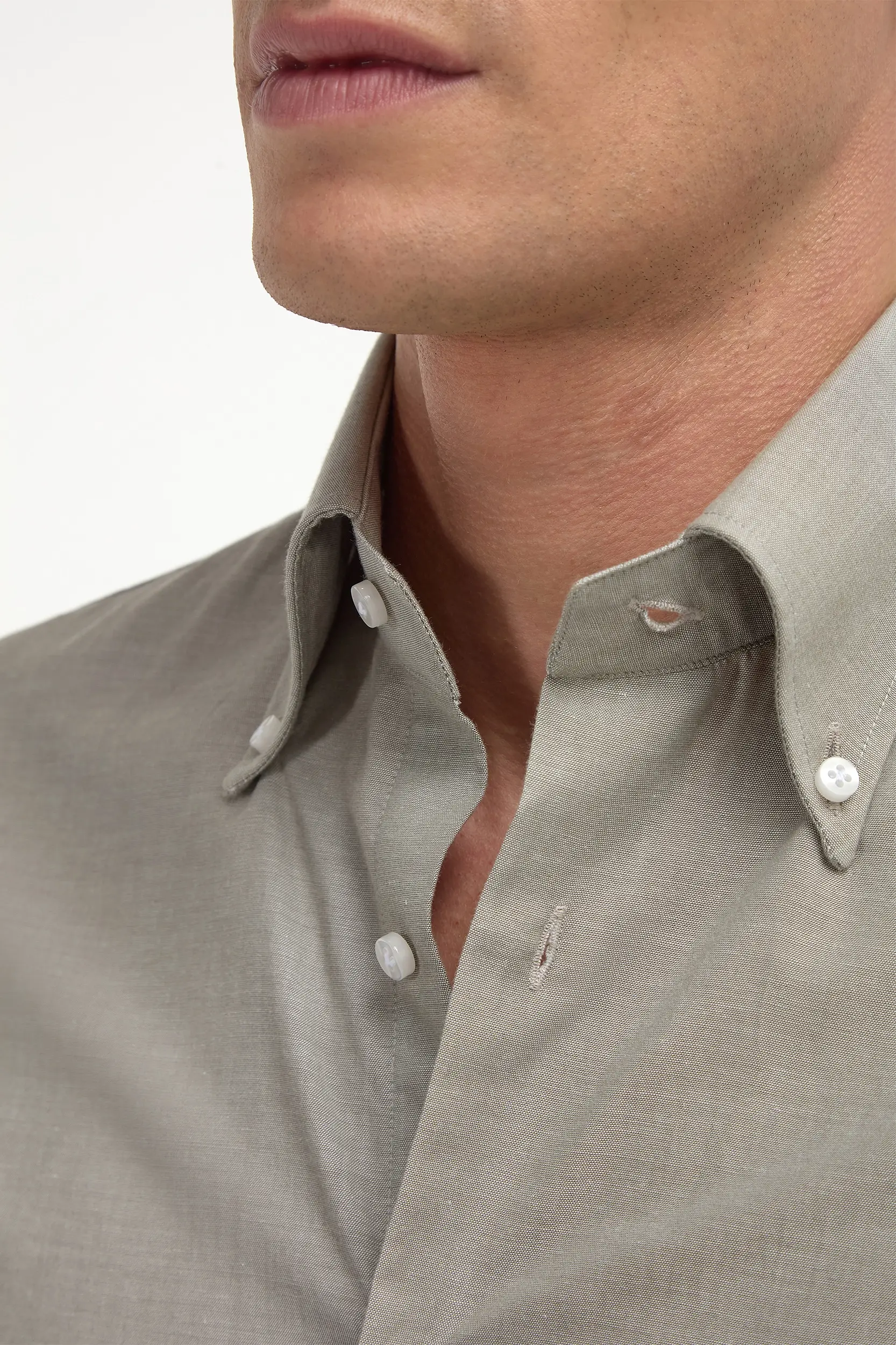 Sage chambray button down shirt - Made in Italy - Image 3