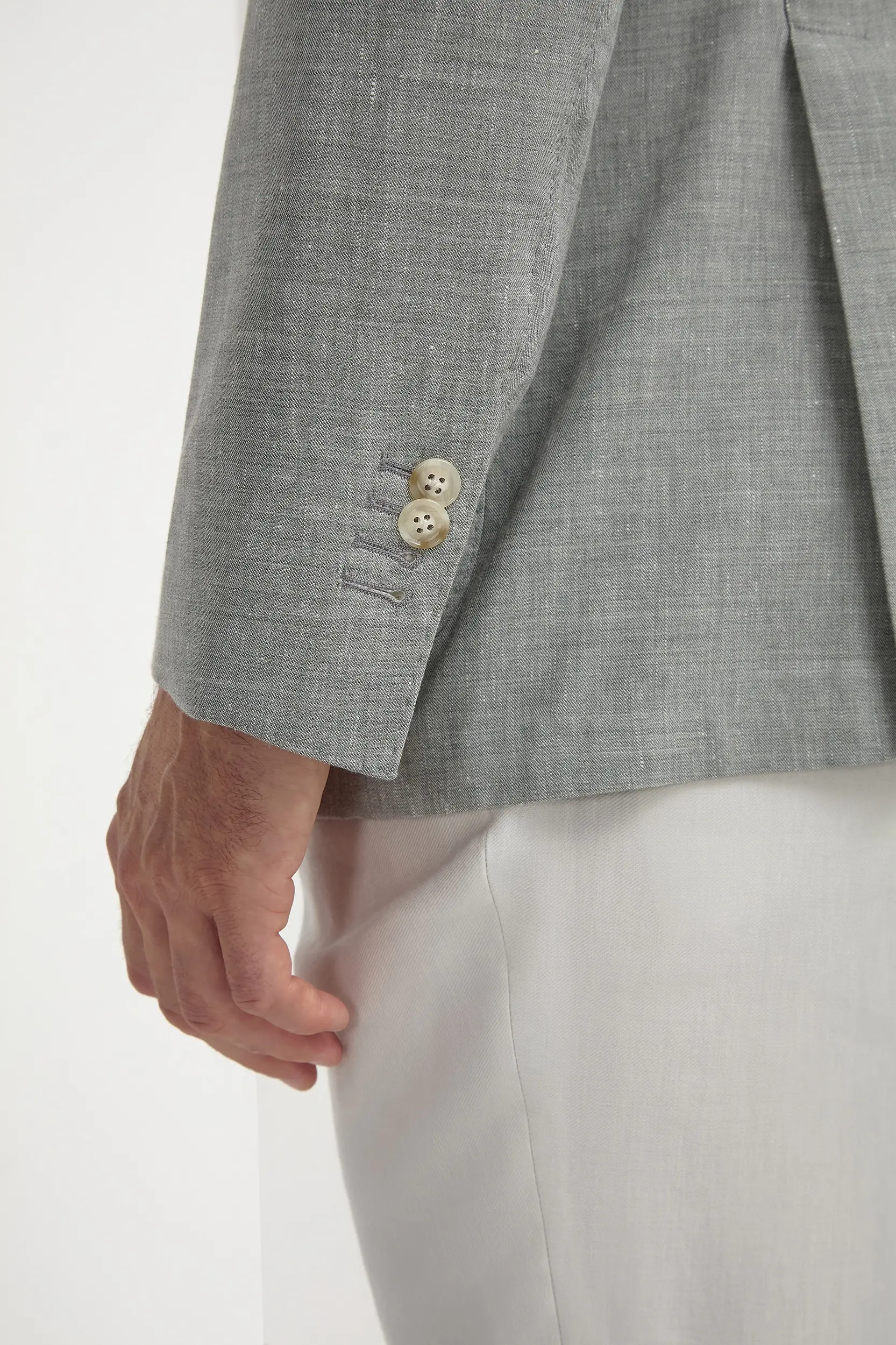 Sage wool and linen jacket - Made in Italy - Image 2