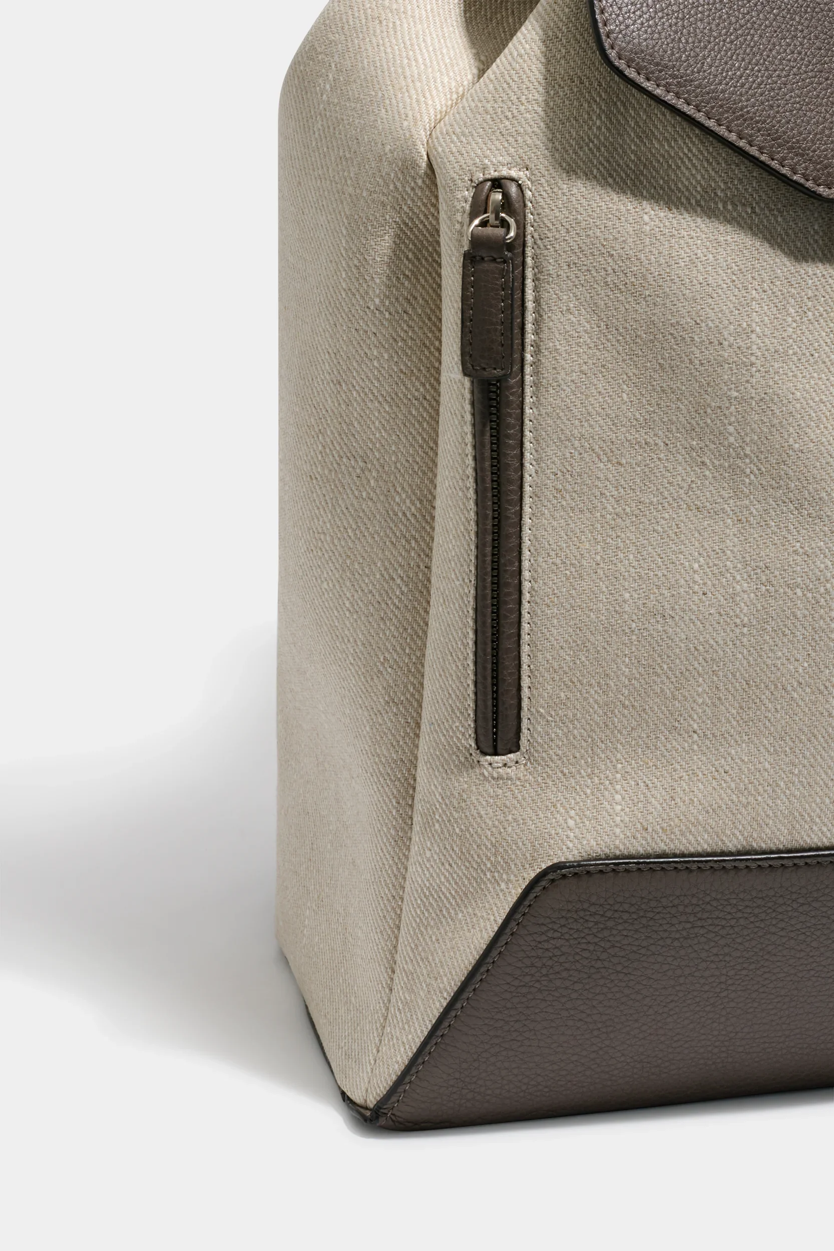 Sand canvas & leather backpack - Made in Italy - Image 5