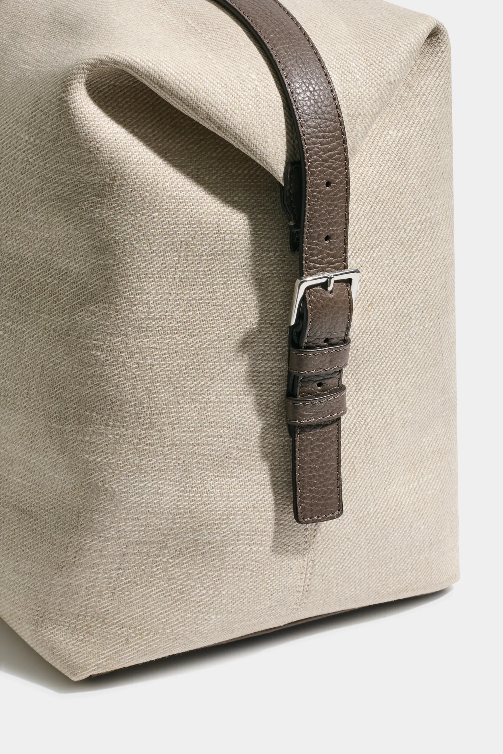 Sand canvas & leather weekender bag - Made in Italy - Image 2
