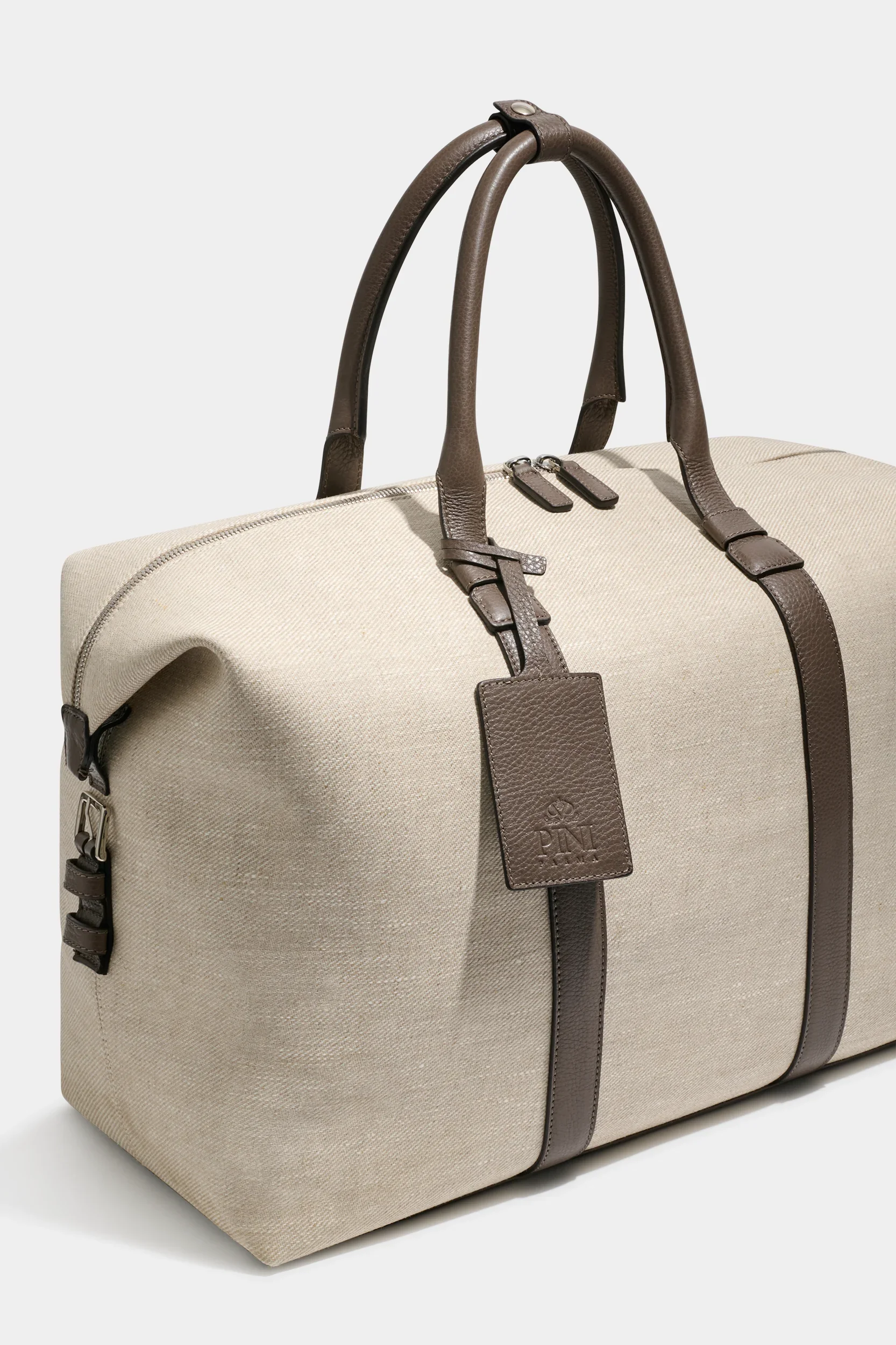 Sand canvas & leather weekender bag - Made in Italy - Image 6