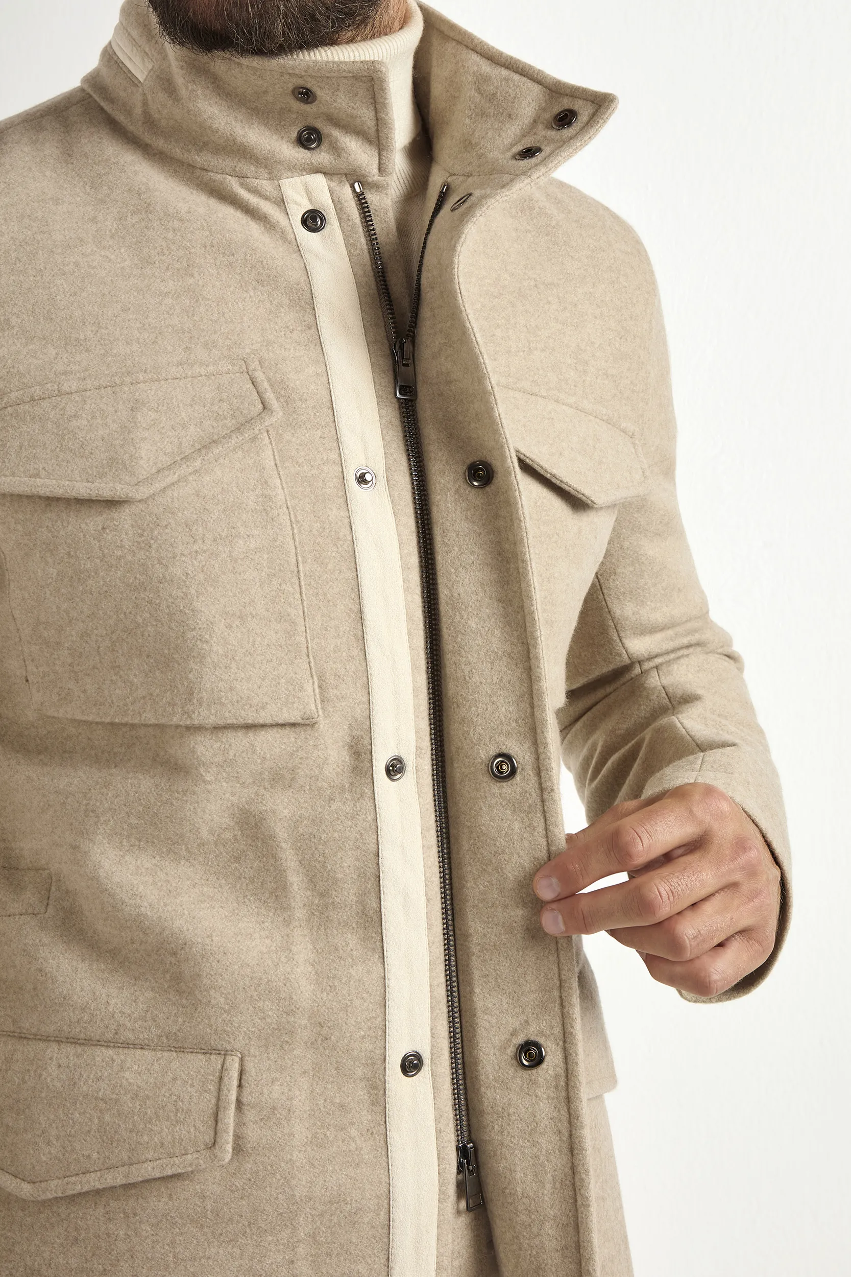 Sand cashmere field jacket - Made in Italy - Image 6
