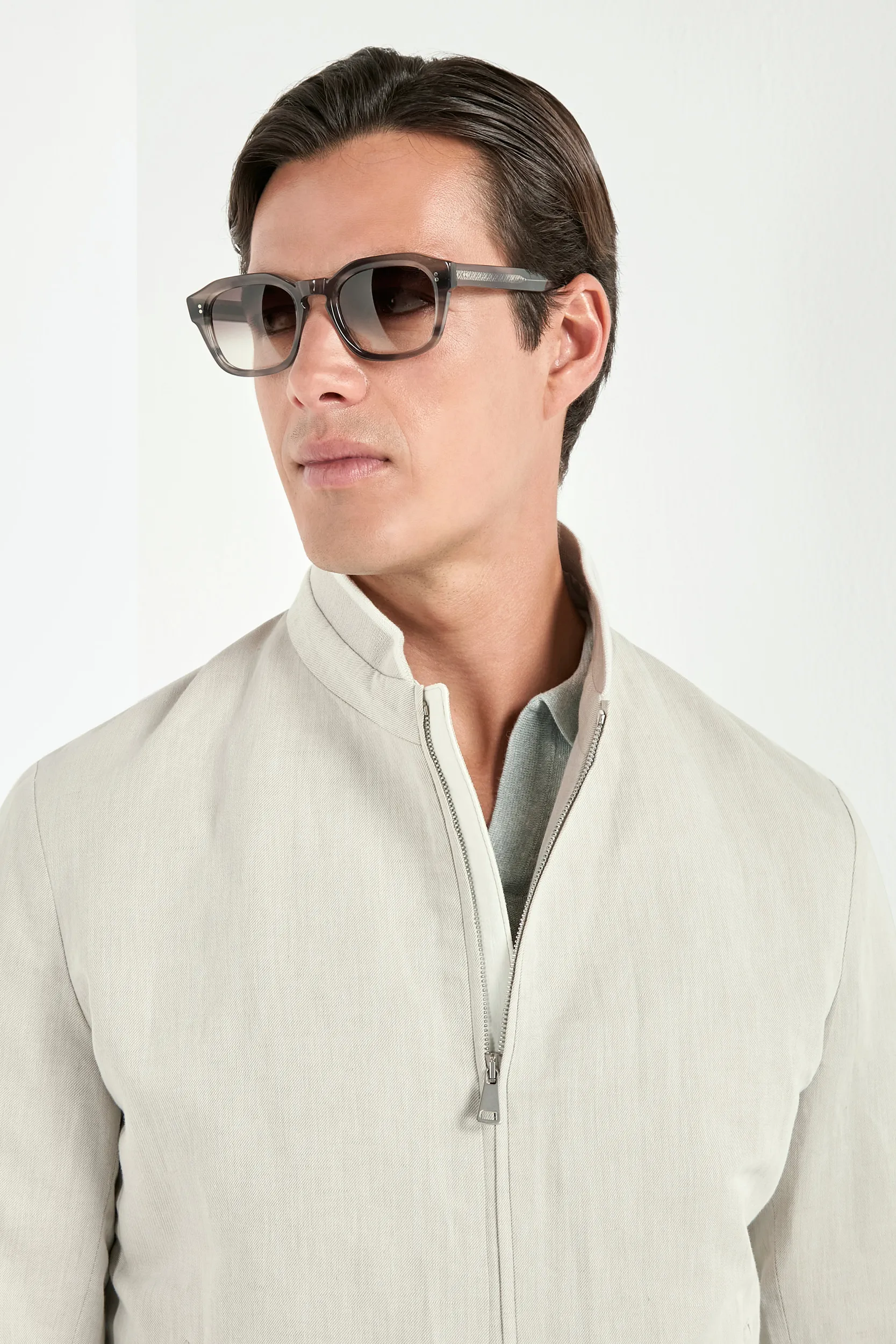 Sand linen and cotton bomber - Made in Italy - Image 4