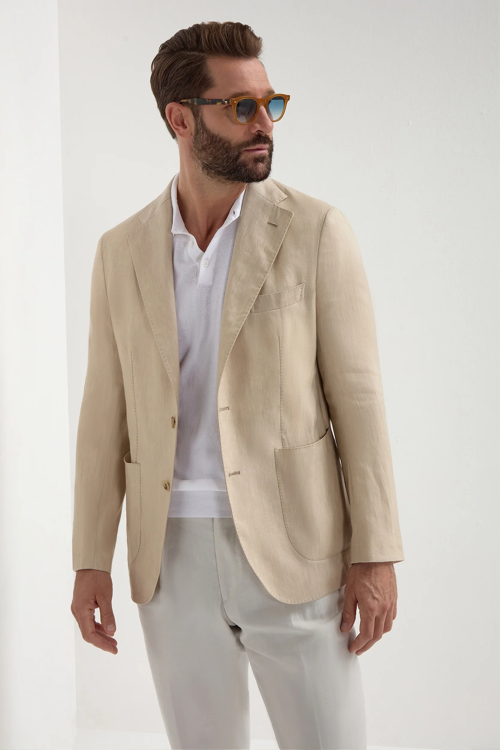 Sand herringbone jacket - Made in Italy - Image 4