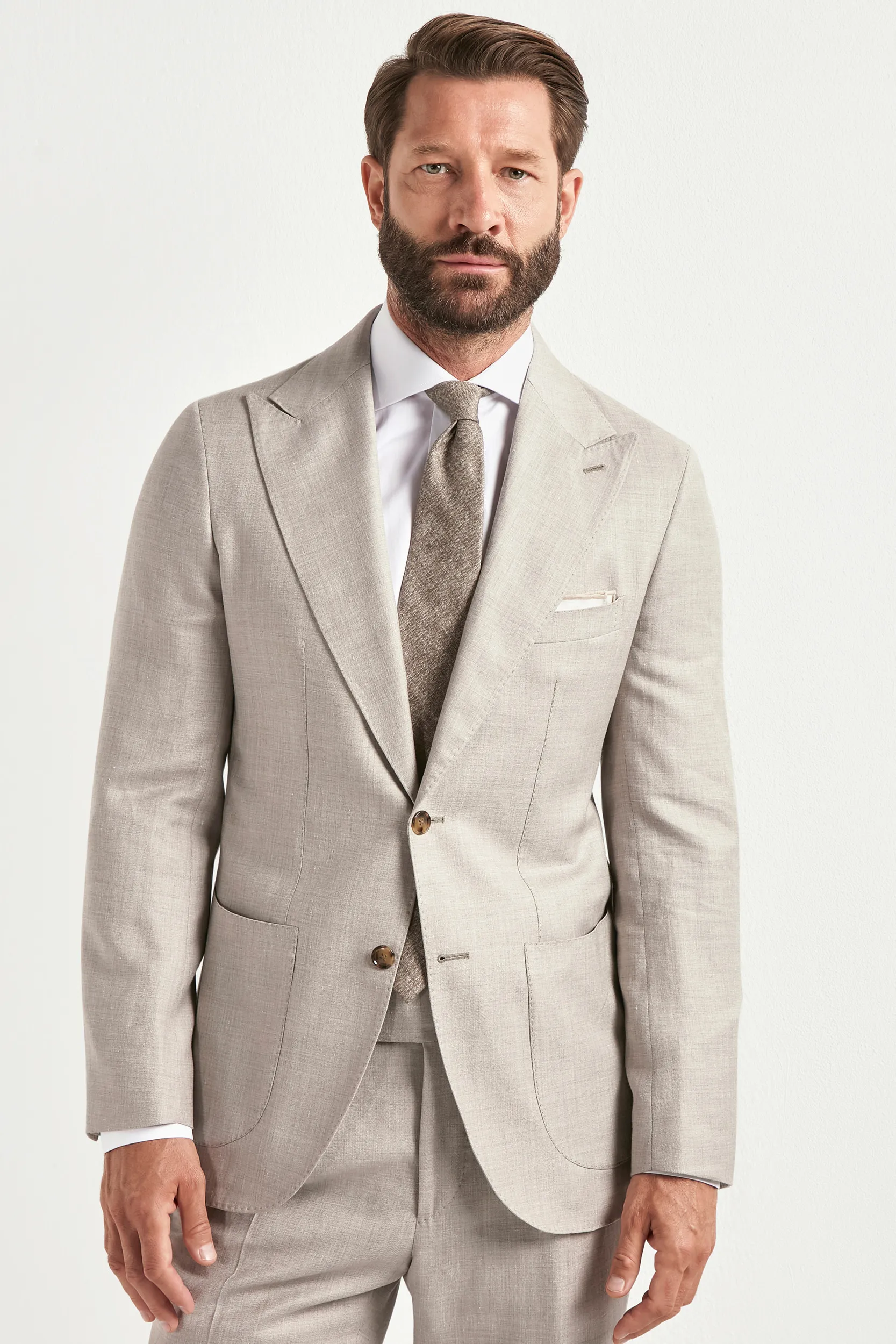 Sand wool silk and linen suit - Made in Italy - Image 3