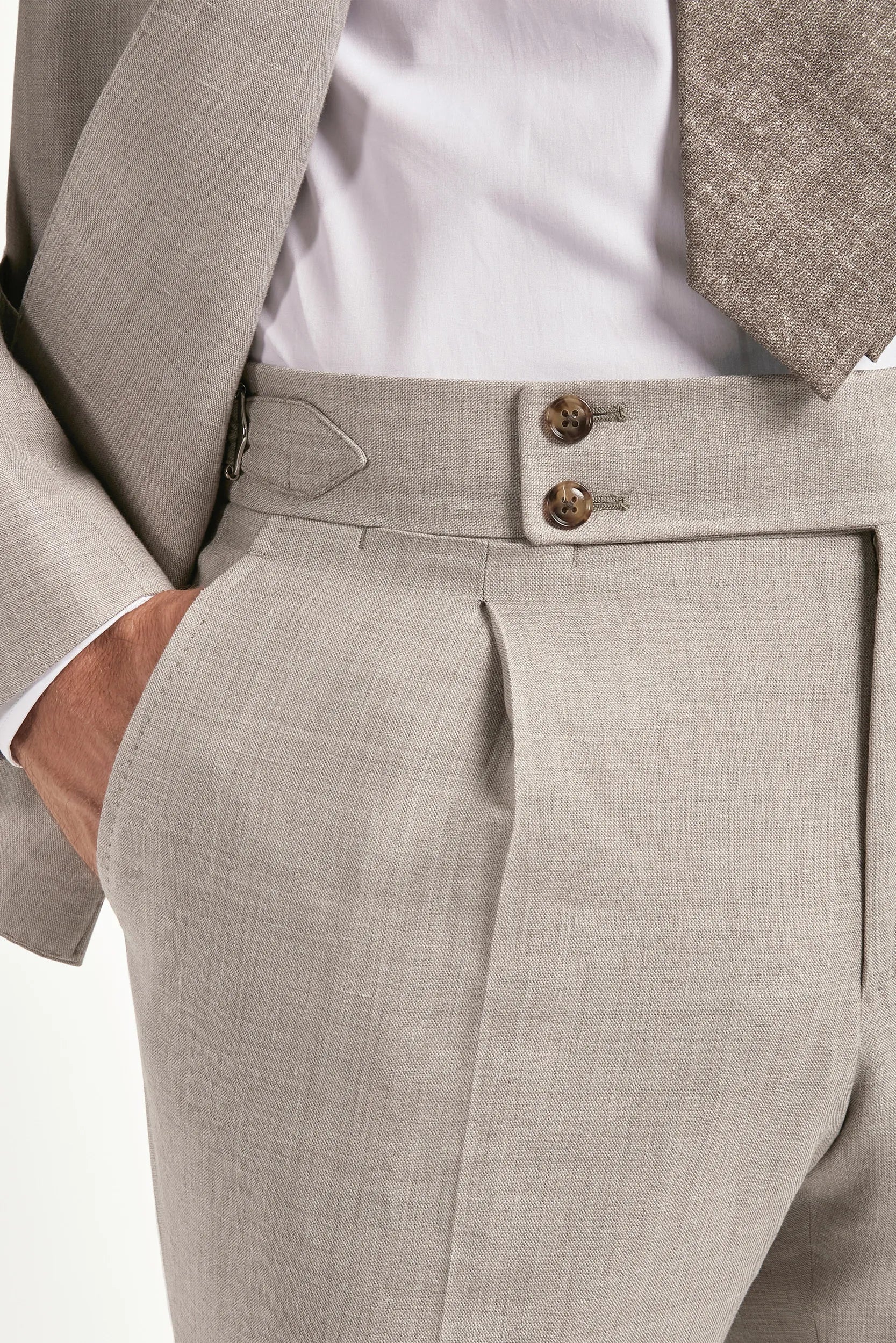 Sand wool silk and linen suit - Made in Italy - Image 7