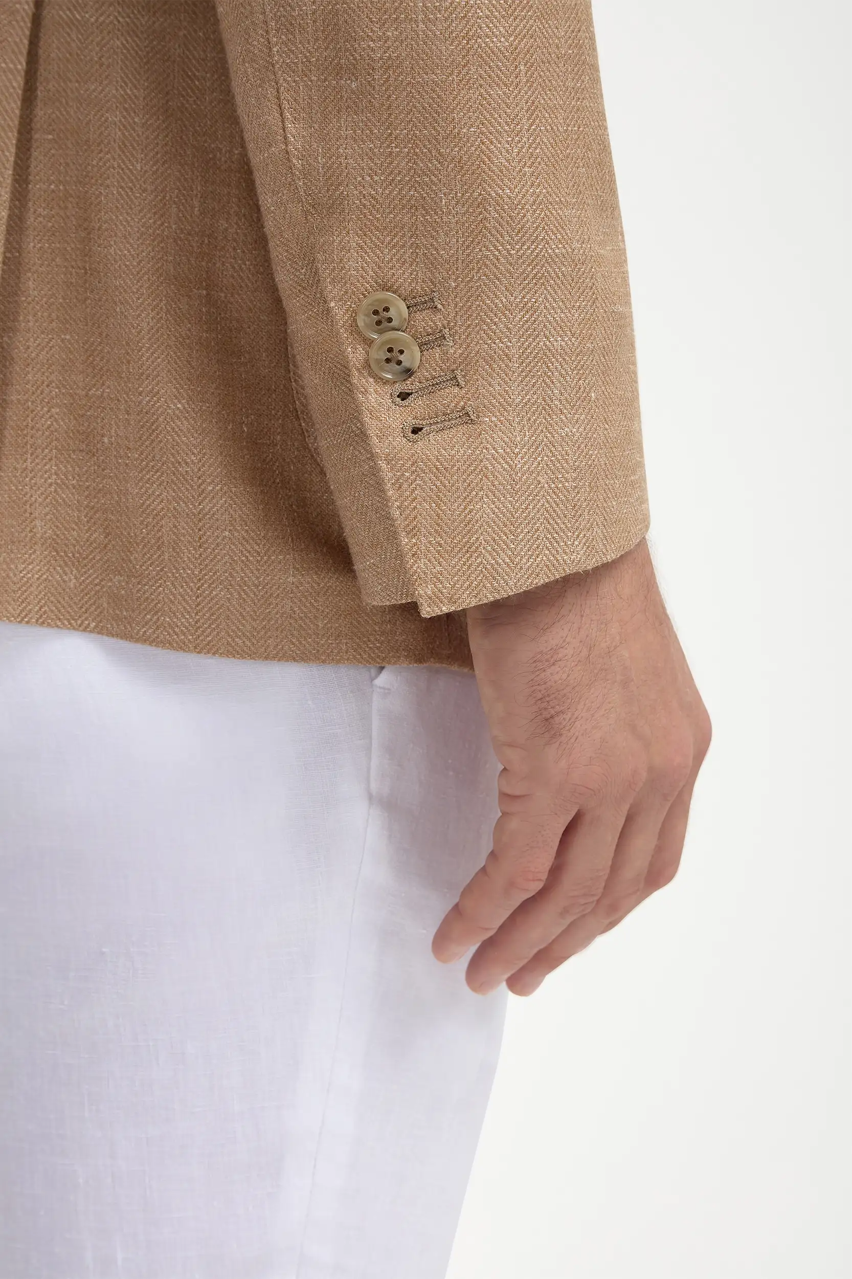 Sandstone herringbone jacket - Made in Italy - Image 2
