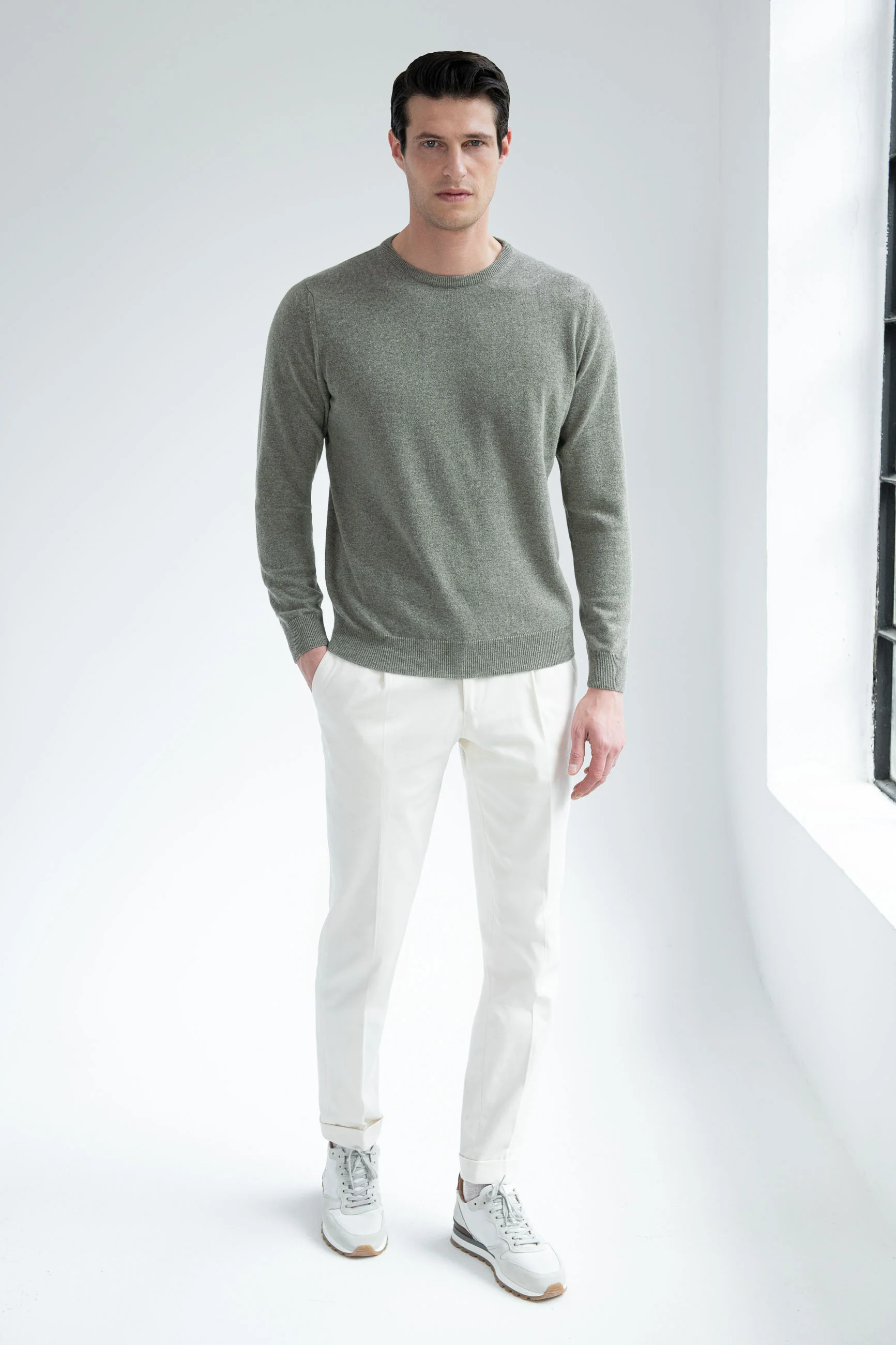 Sage cashmere round neck – Made in italy - Image 4