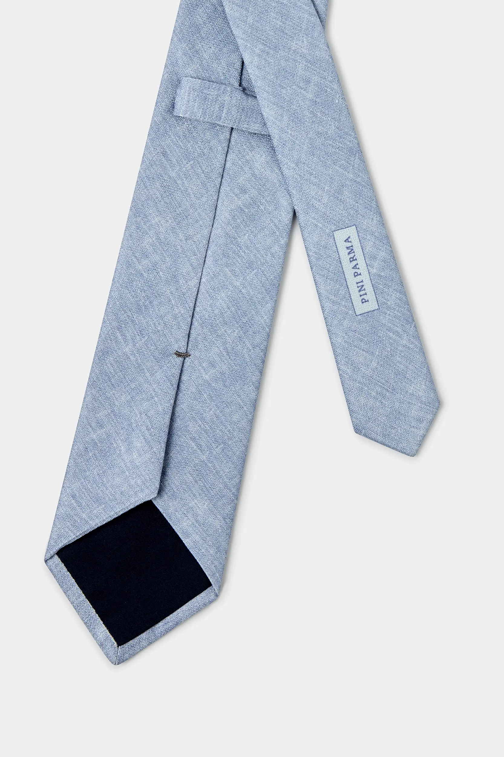 Sky blue linen and silk tie - Made in Italy - Image 3