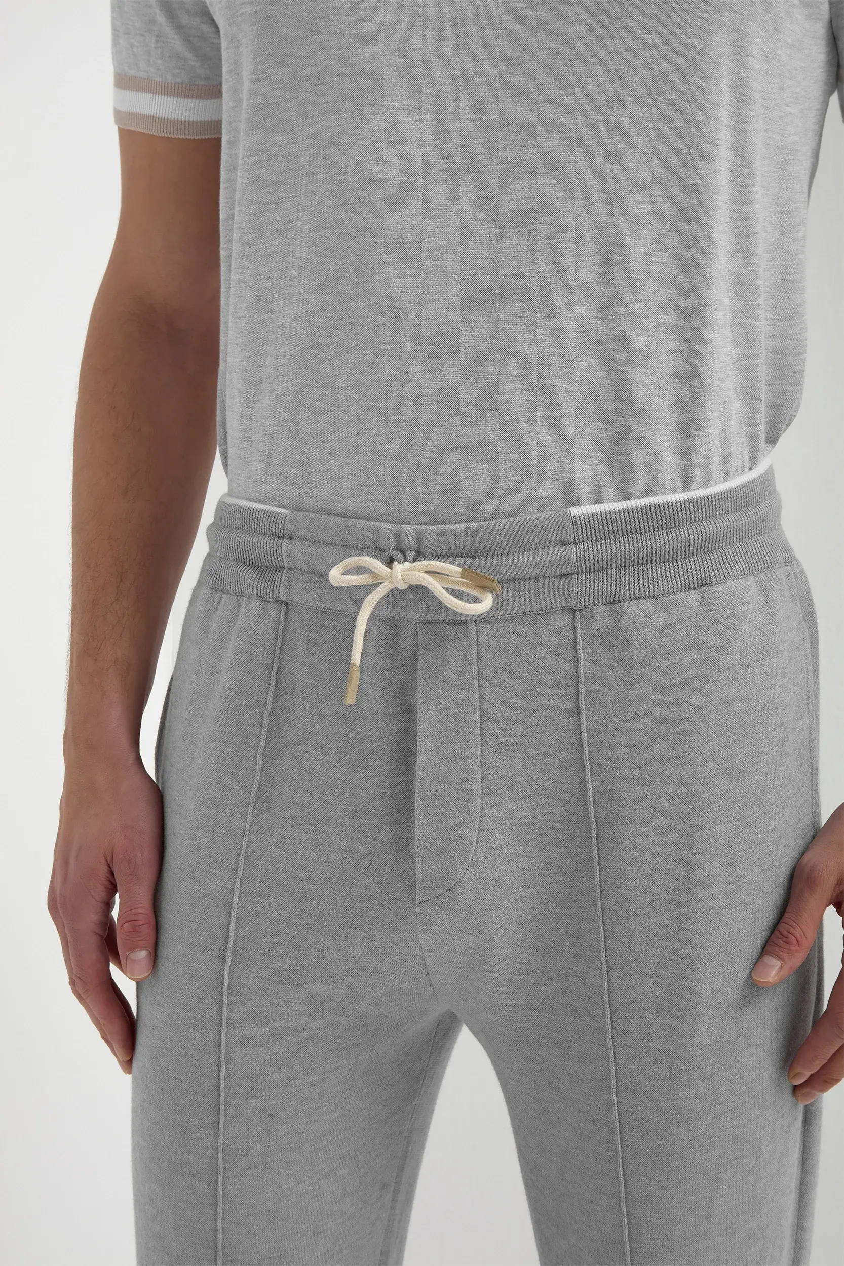 Sky grey cashmere blend jogger pants - Made in Italy - Image 3