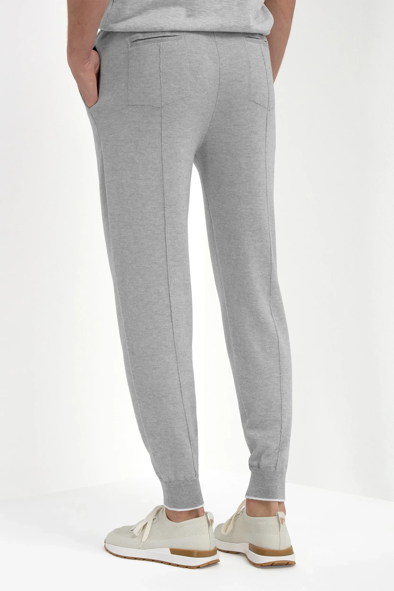 Sky grey cashmere blend jogger pants - Made in Italy - Image 4