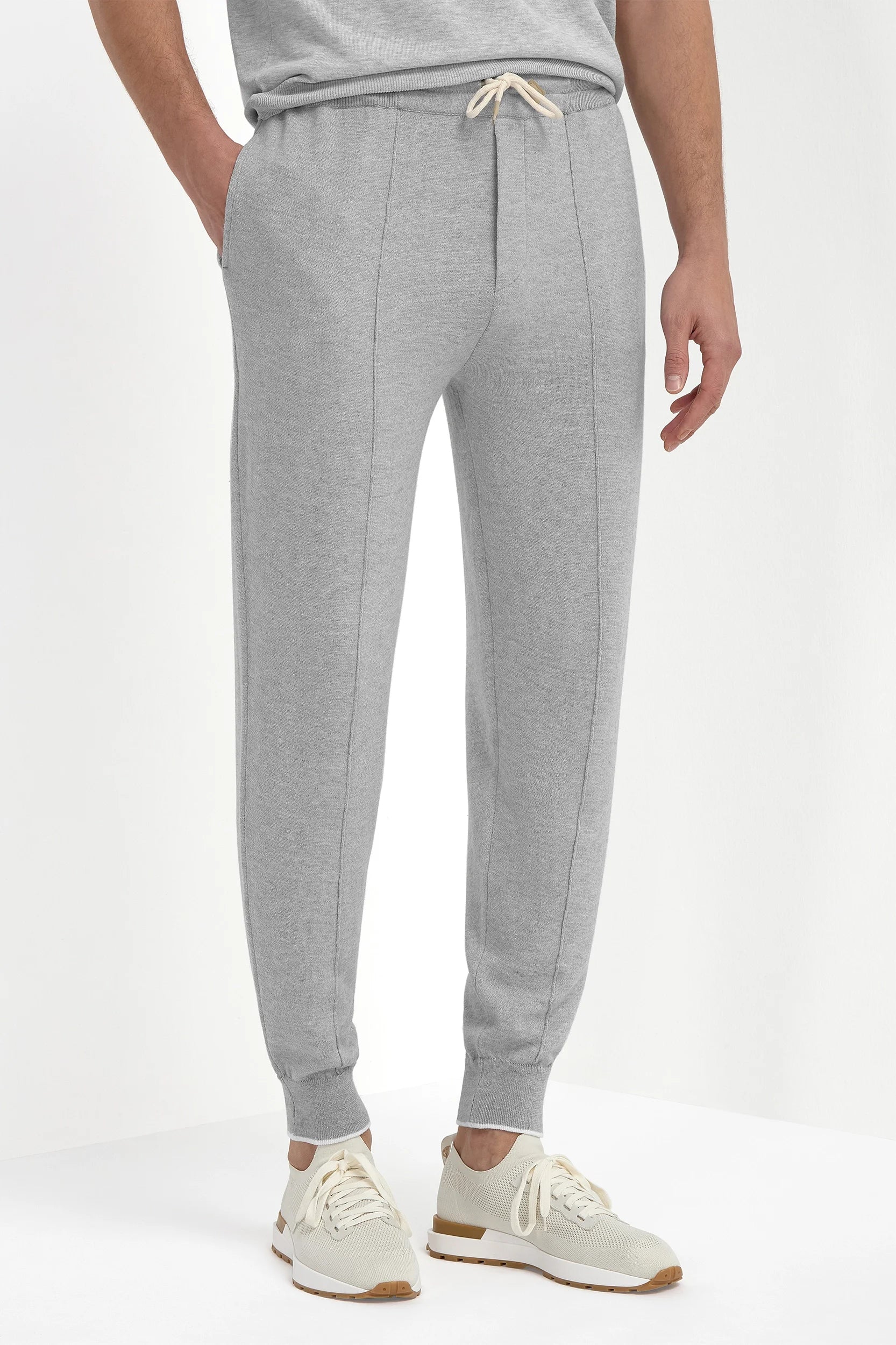 Sky grey cashmere blend jogger pants - Made in Italy - Image 5