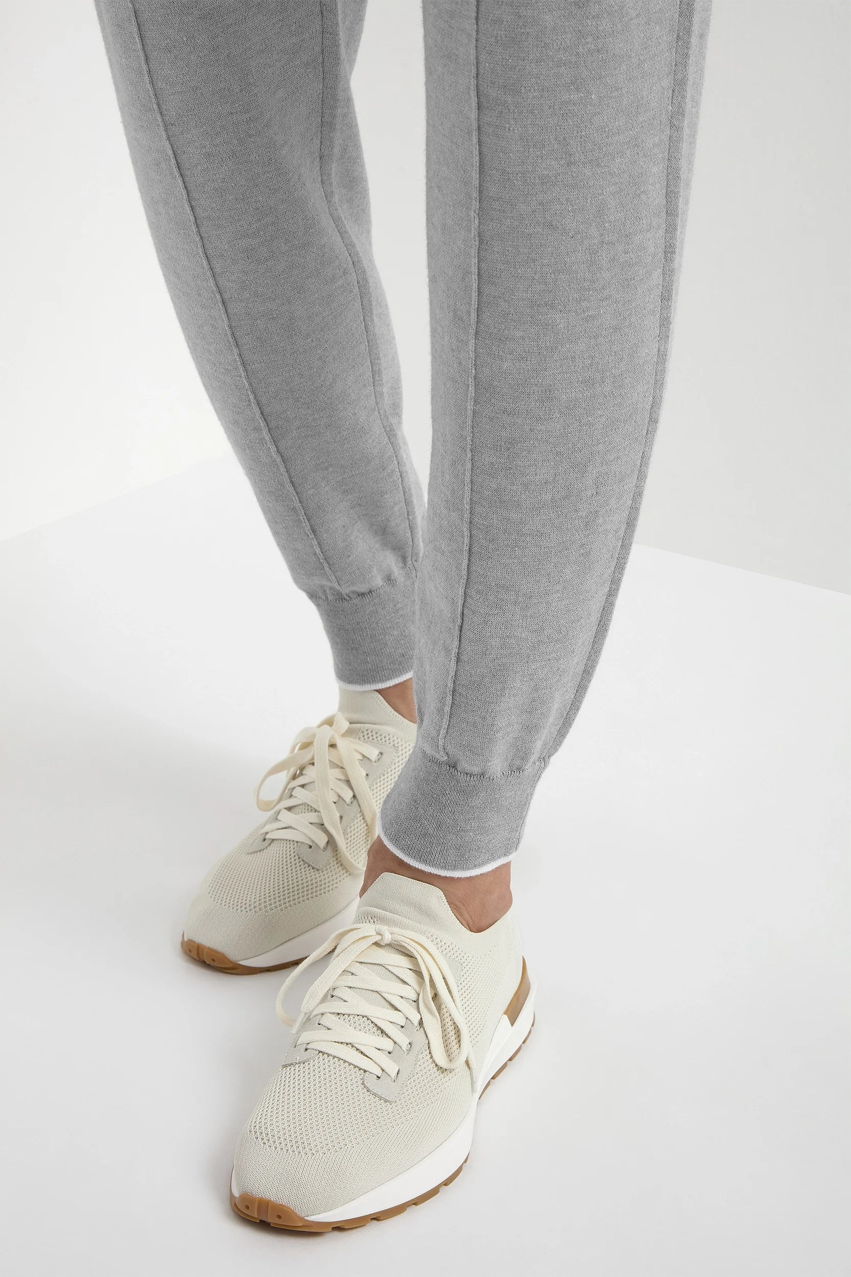 Sky grey cashmere blend jogger pants - Made in Italy - Image 6