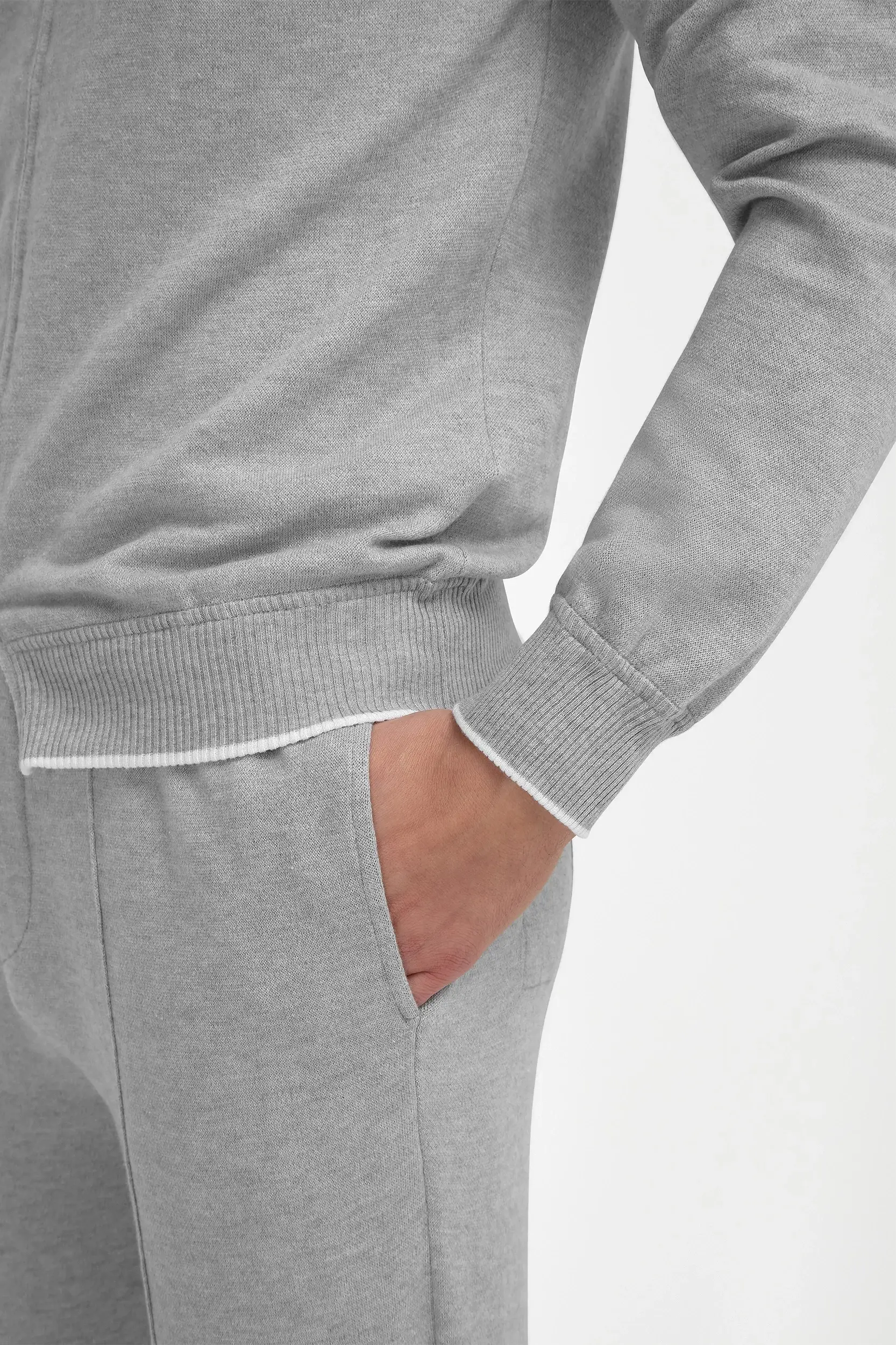 Sky grey cashmere blend hoodie - Made in Italy - Image 3
